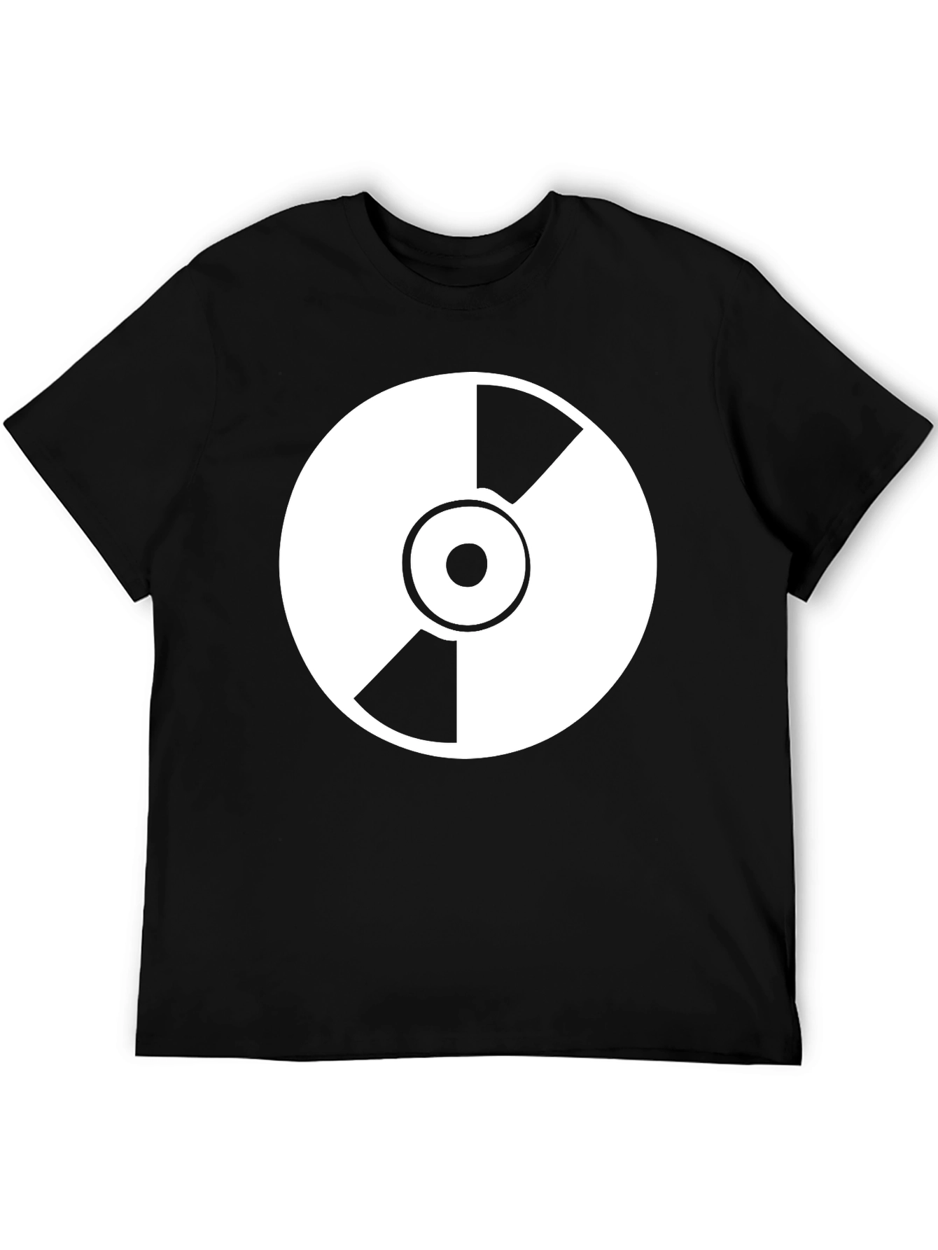 Black T-Shirt with White Radiation Symbol Graphic Tee