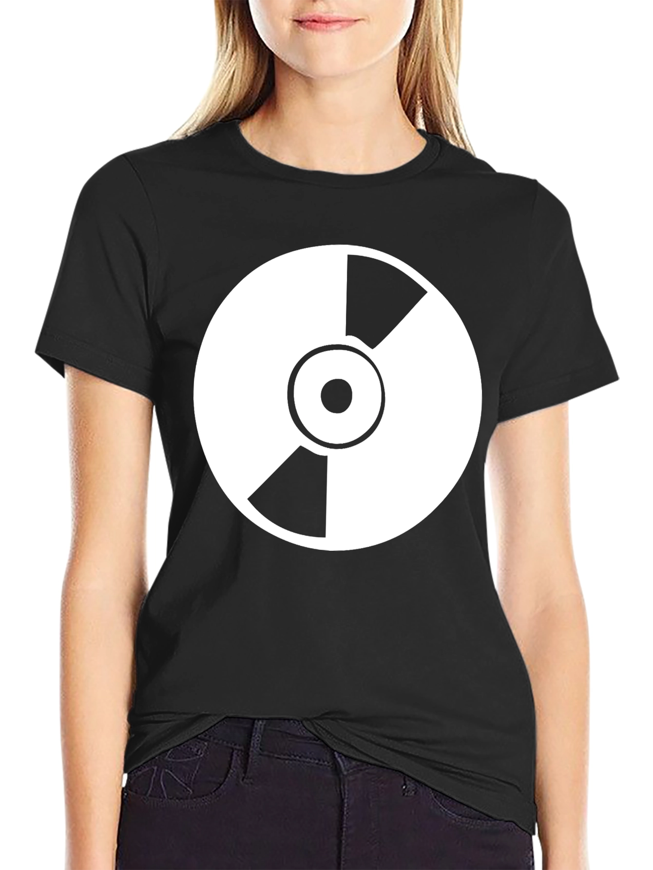 Black T-Shirt with White Radiation Symbol Graphic Tee