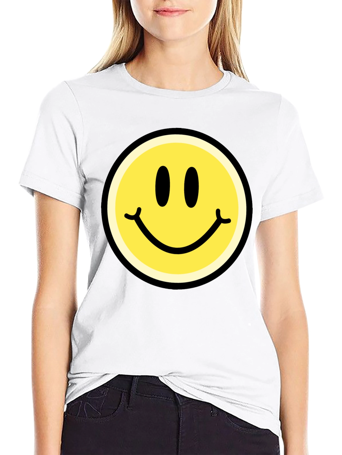 Smiley Face Graphic Black T-Shirt
