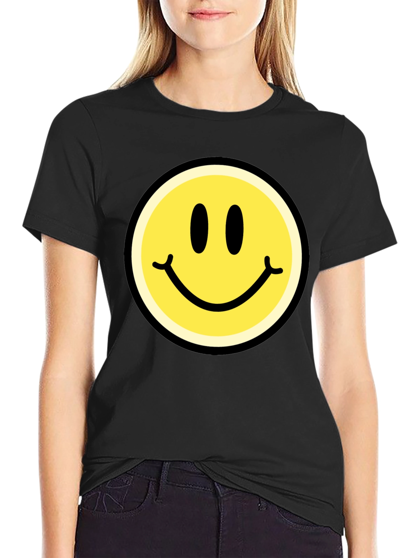 Smiley Face Graphic Black T-Shirt