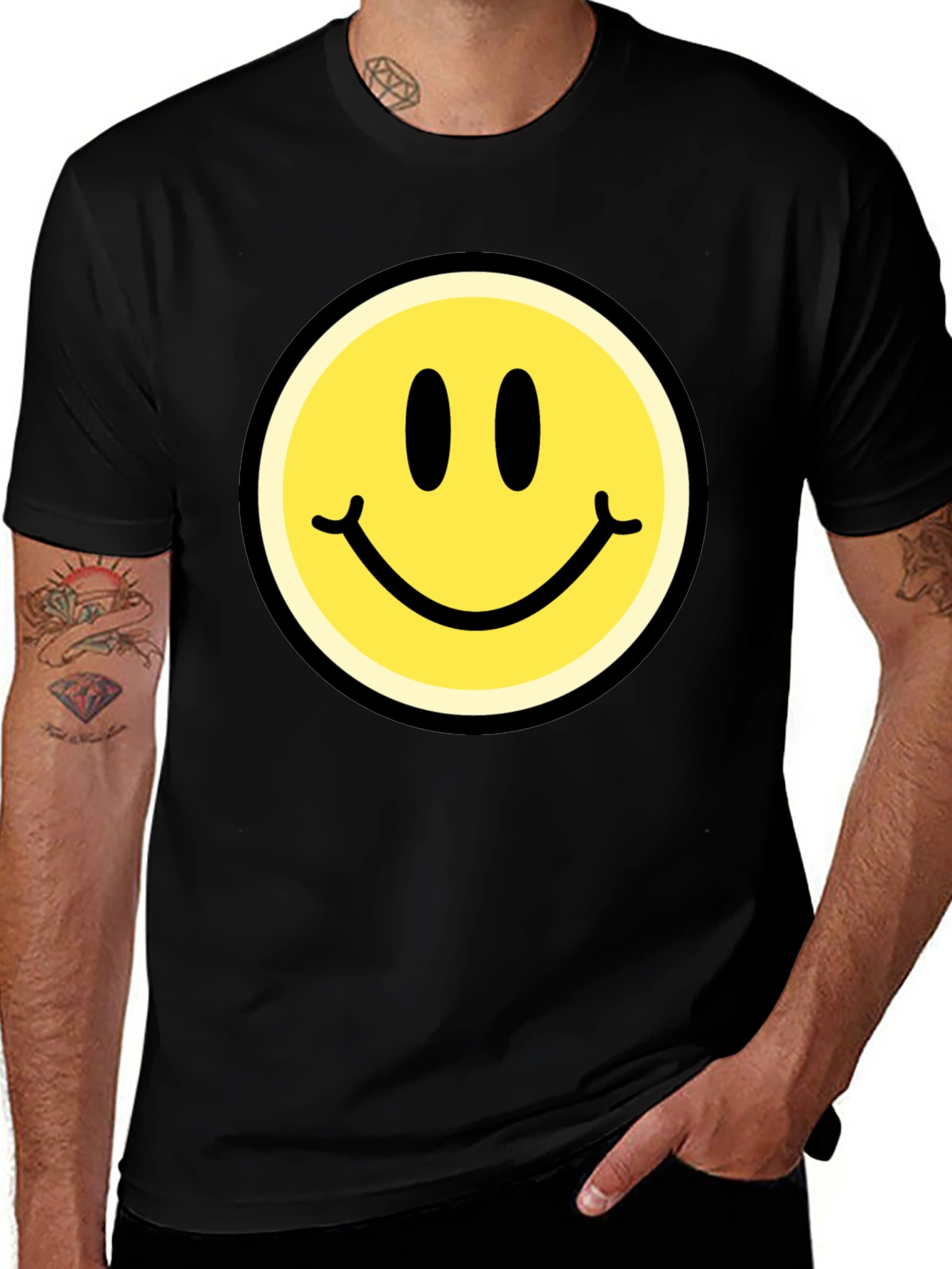 Smiley Face Graphic Black T-Shirt