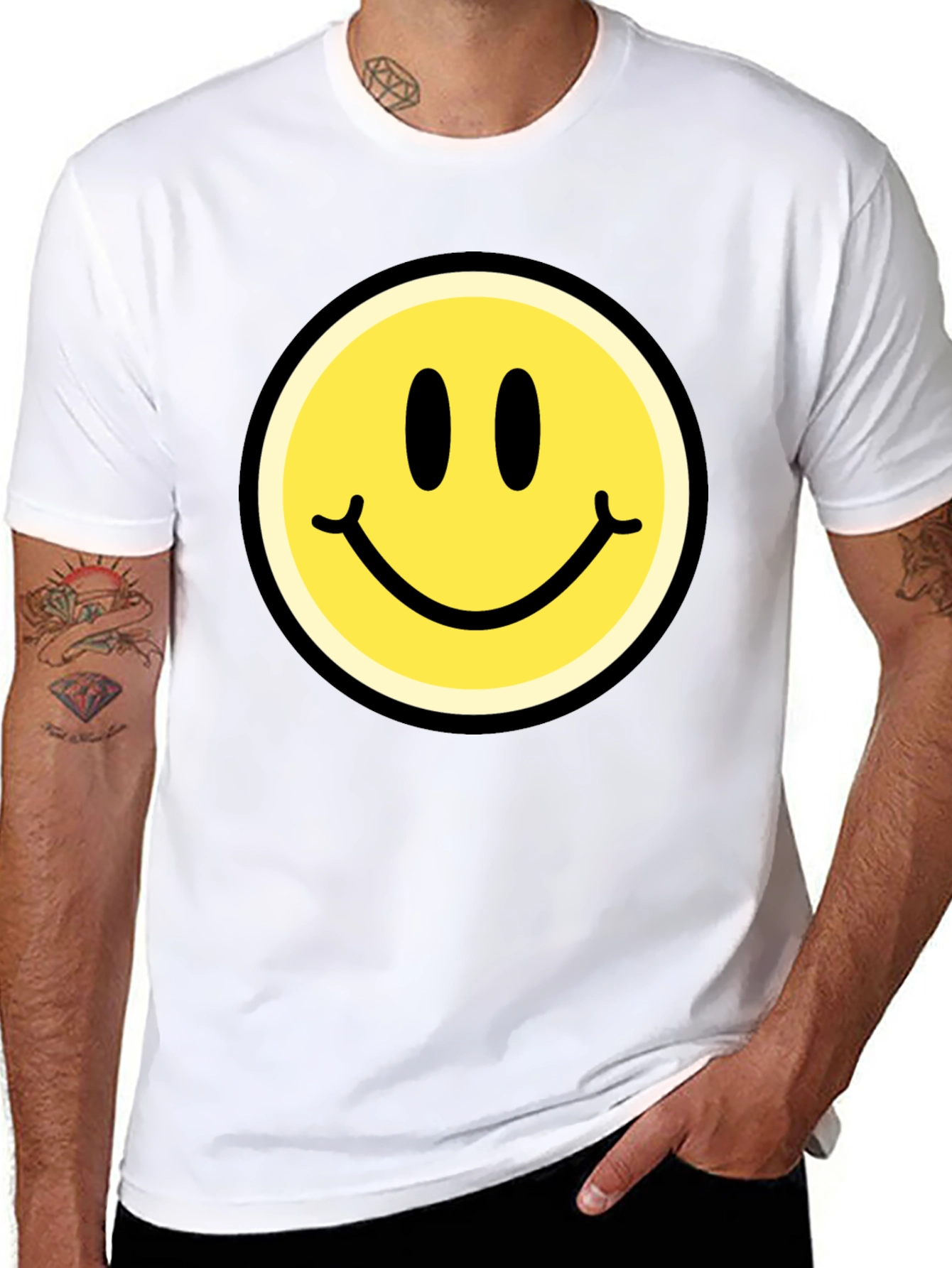 Smiley Face Graphic Black T-Shirt