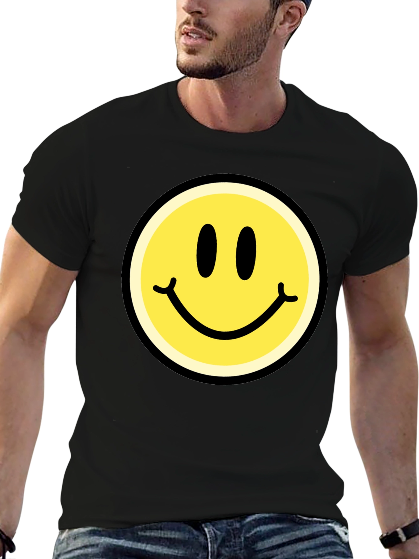 Smiley Face Graphic Black T-Shirt