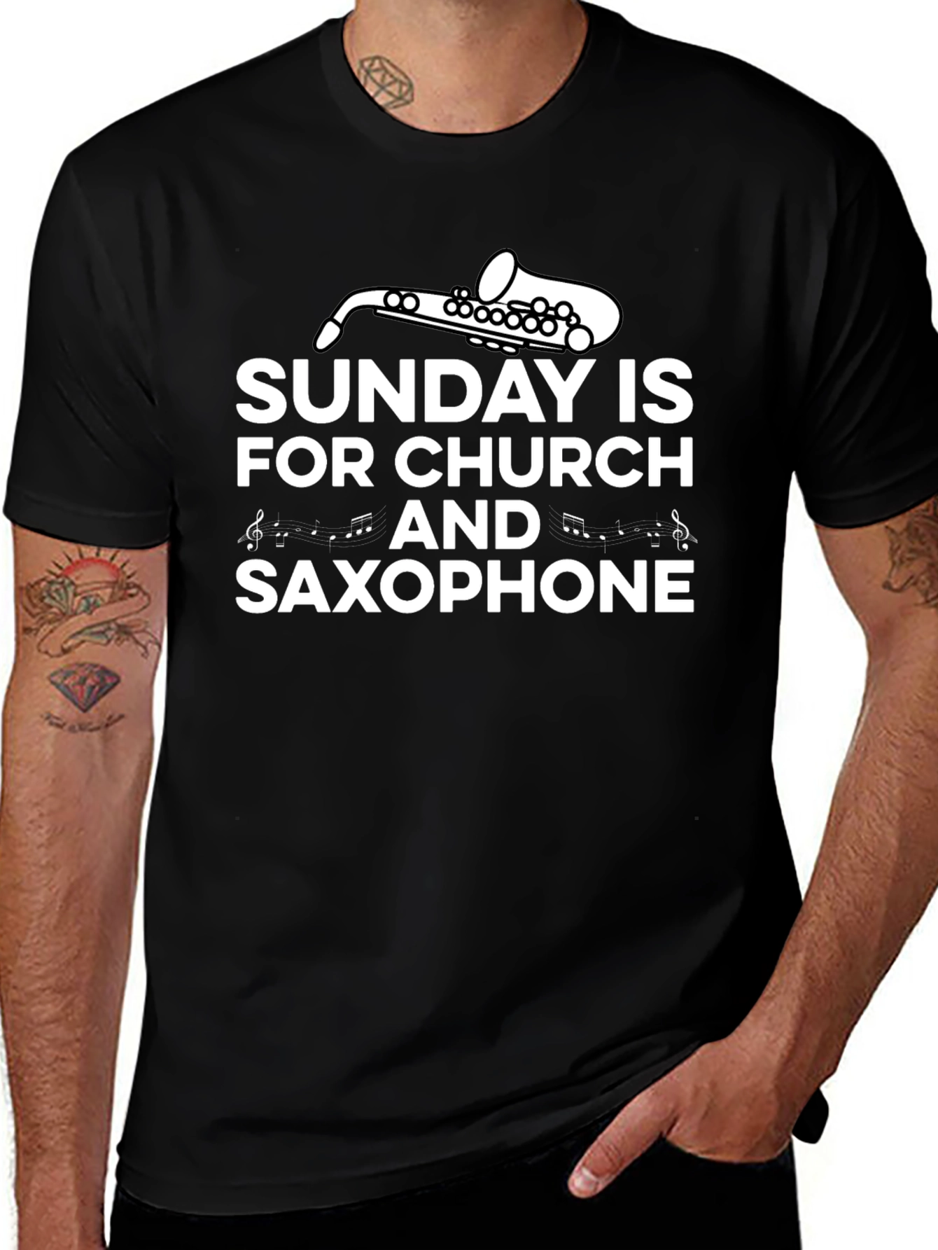Sunday Church Saxophone Graphic T-Shirt