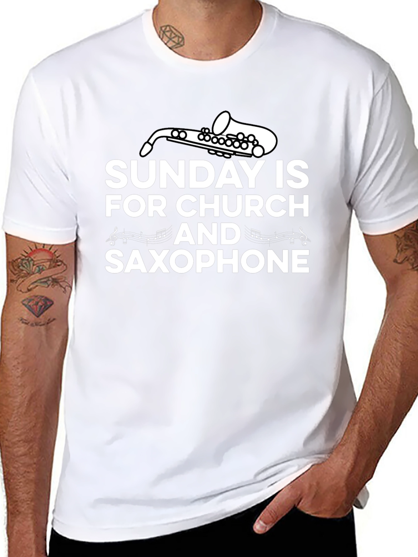 Sunday Church Saxophone Graphic T-Shirt