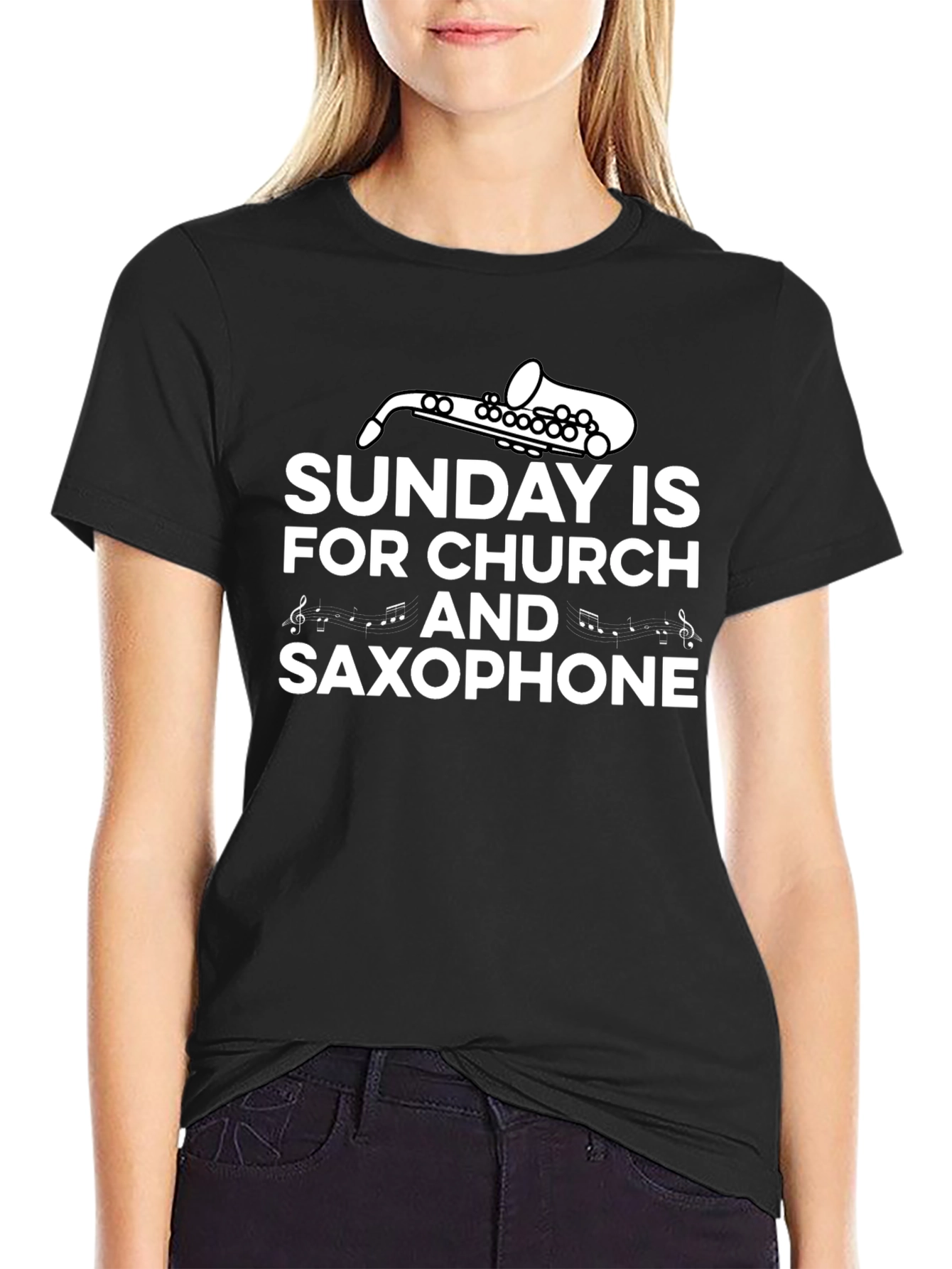 Sunday Church Saxophone Graphic T-Shirt