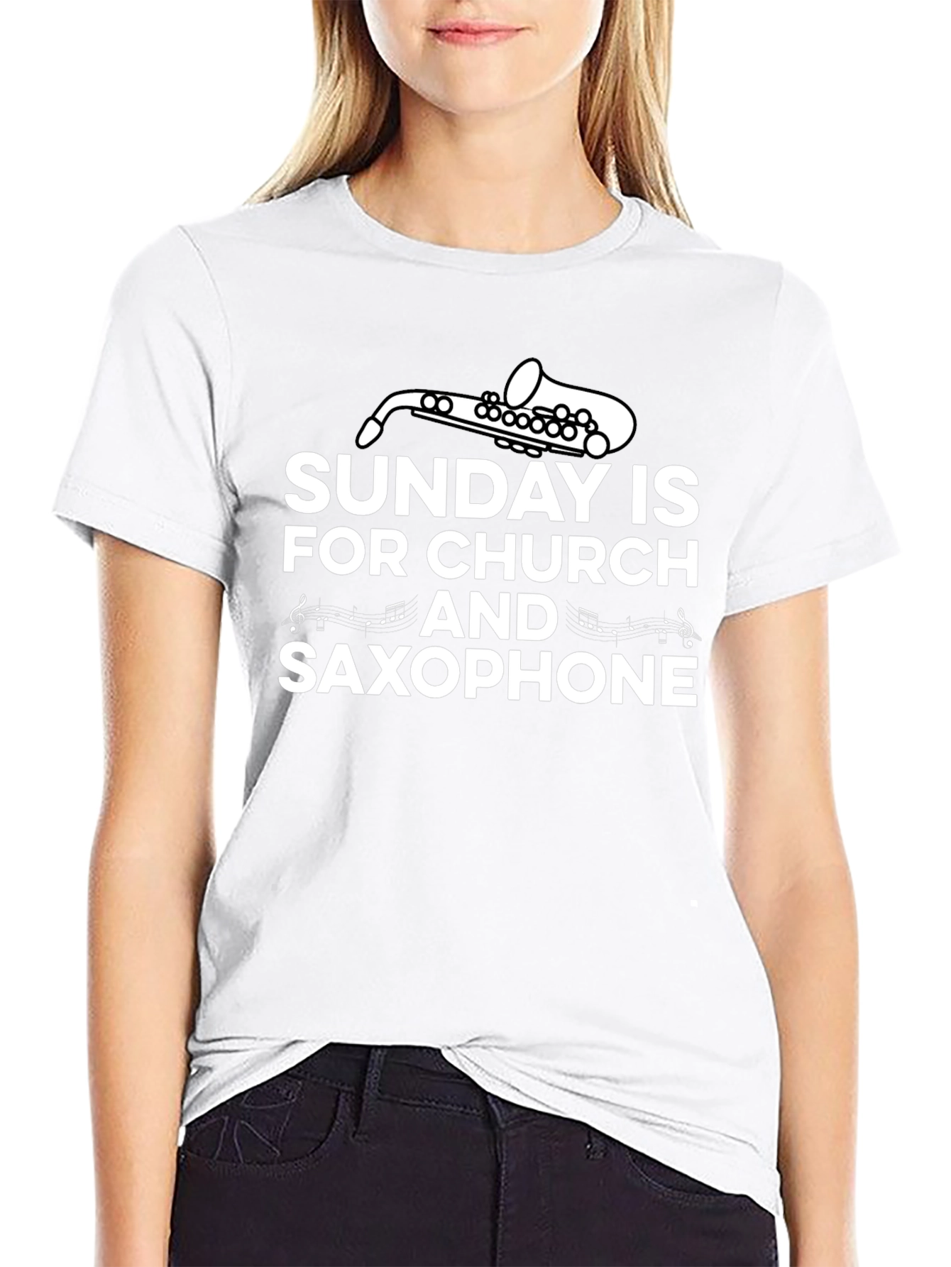 Sunday Church Saxophone Graphic T-Shirt