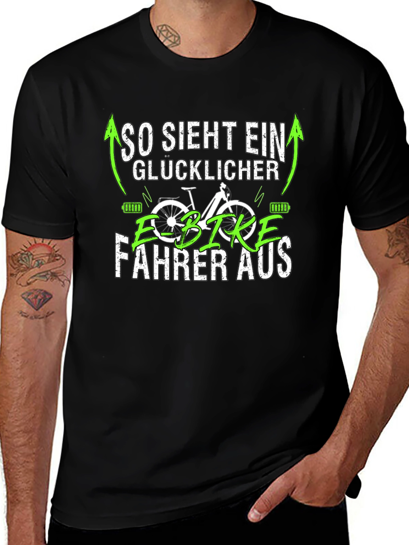 Happy E-Bike Rider Black T-Shirt