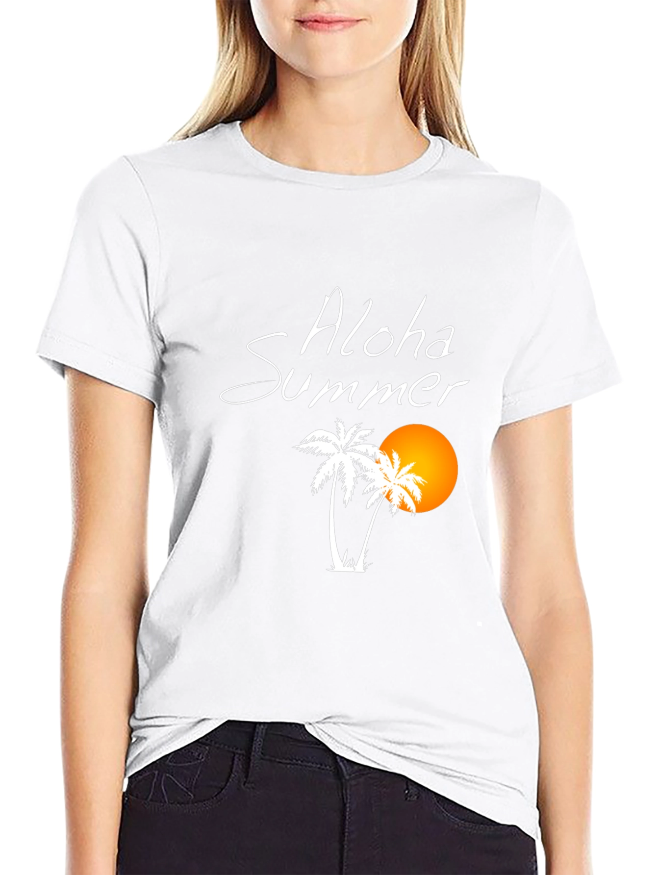Aloha Summer Black Graphic T-Shirt