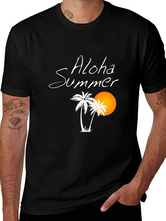 Aloha Summer Black Graphic T-Shirt