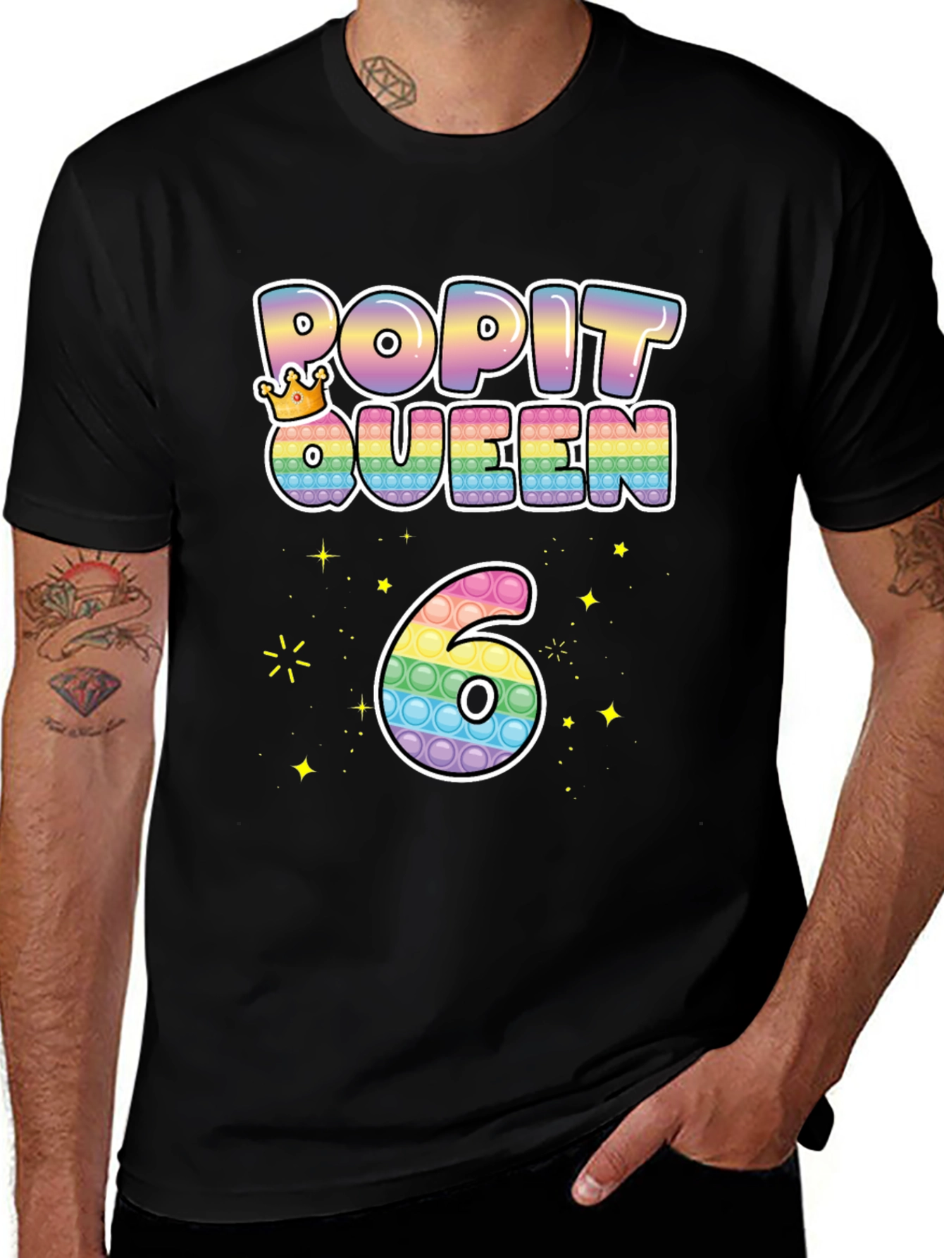 Pop It Queen 6th Birthday T-Shirt