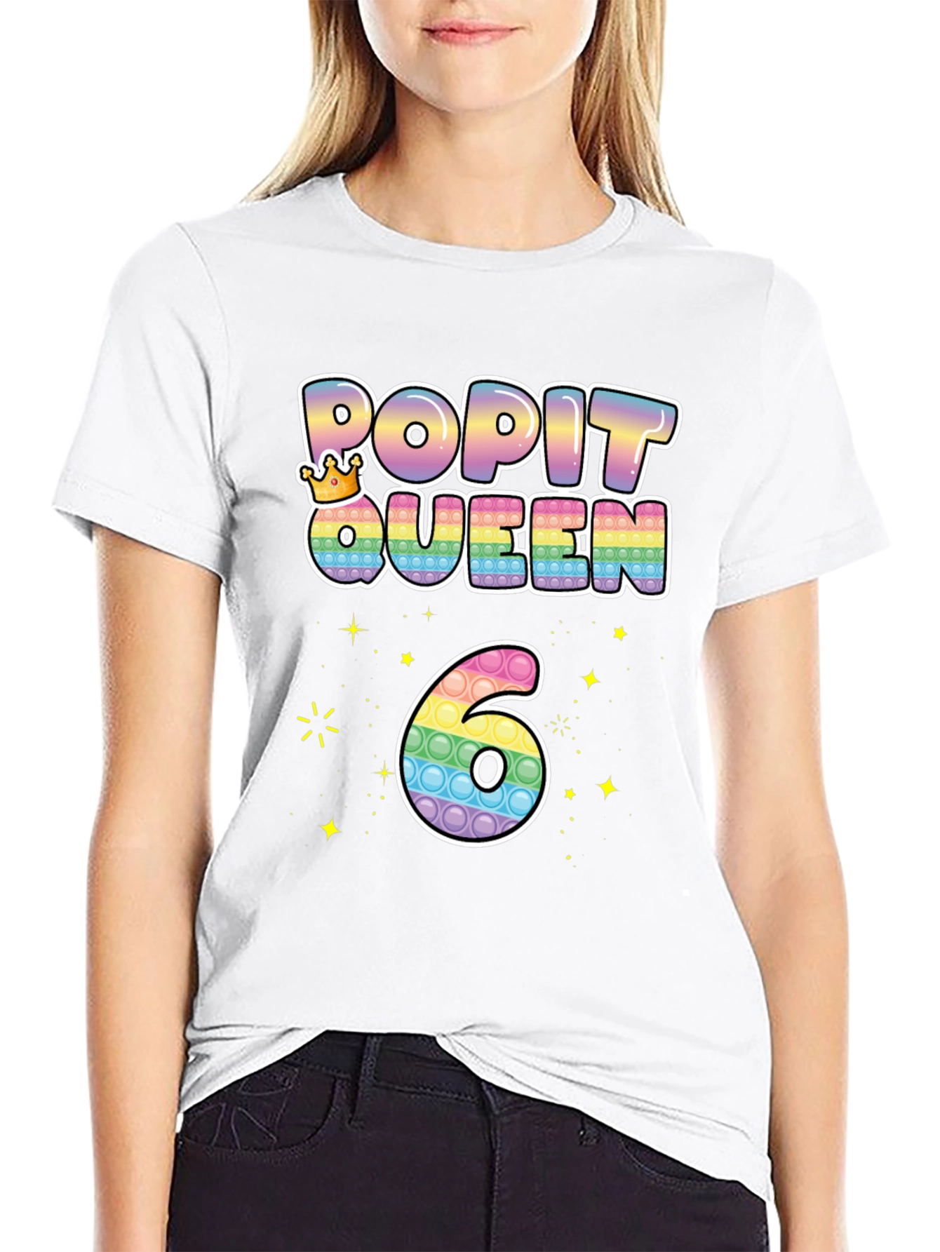 Pop It Queen 6th Birthday T-Shirt