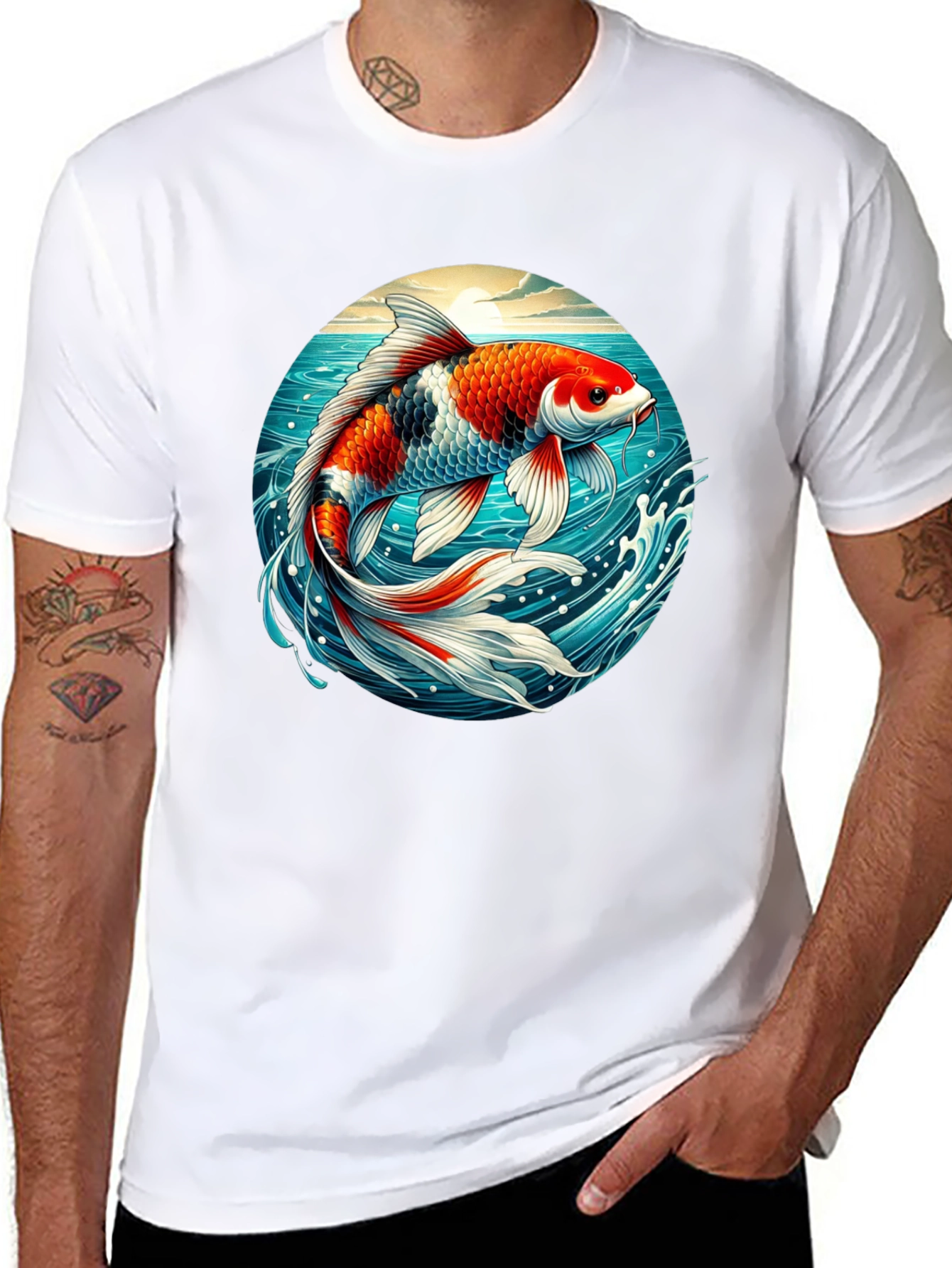 Koi Fish Graphic T-Shirt - Artistic Design