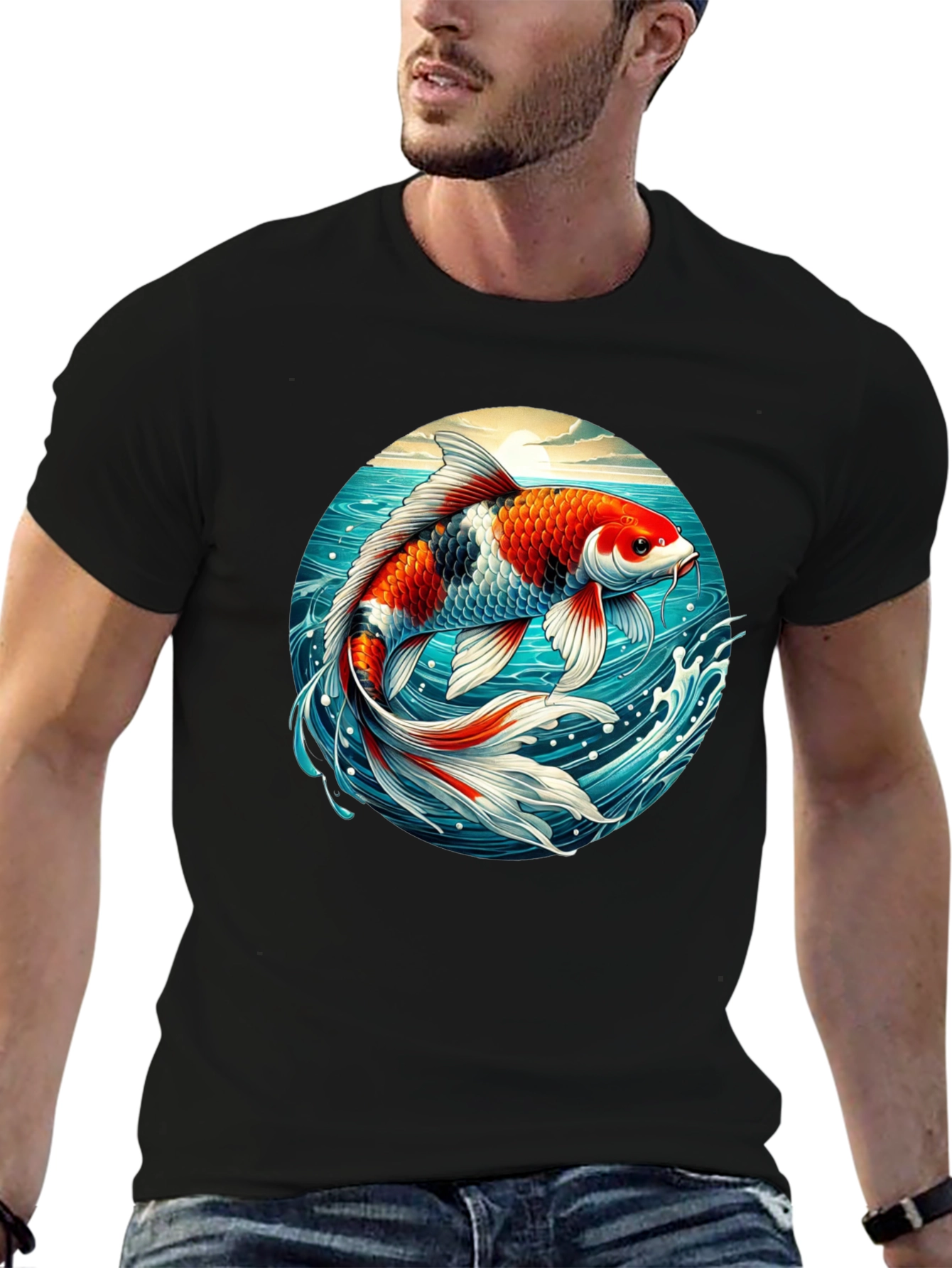 Koi Fish Graphic T-Shirt - Artistic Design