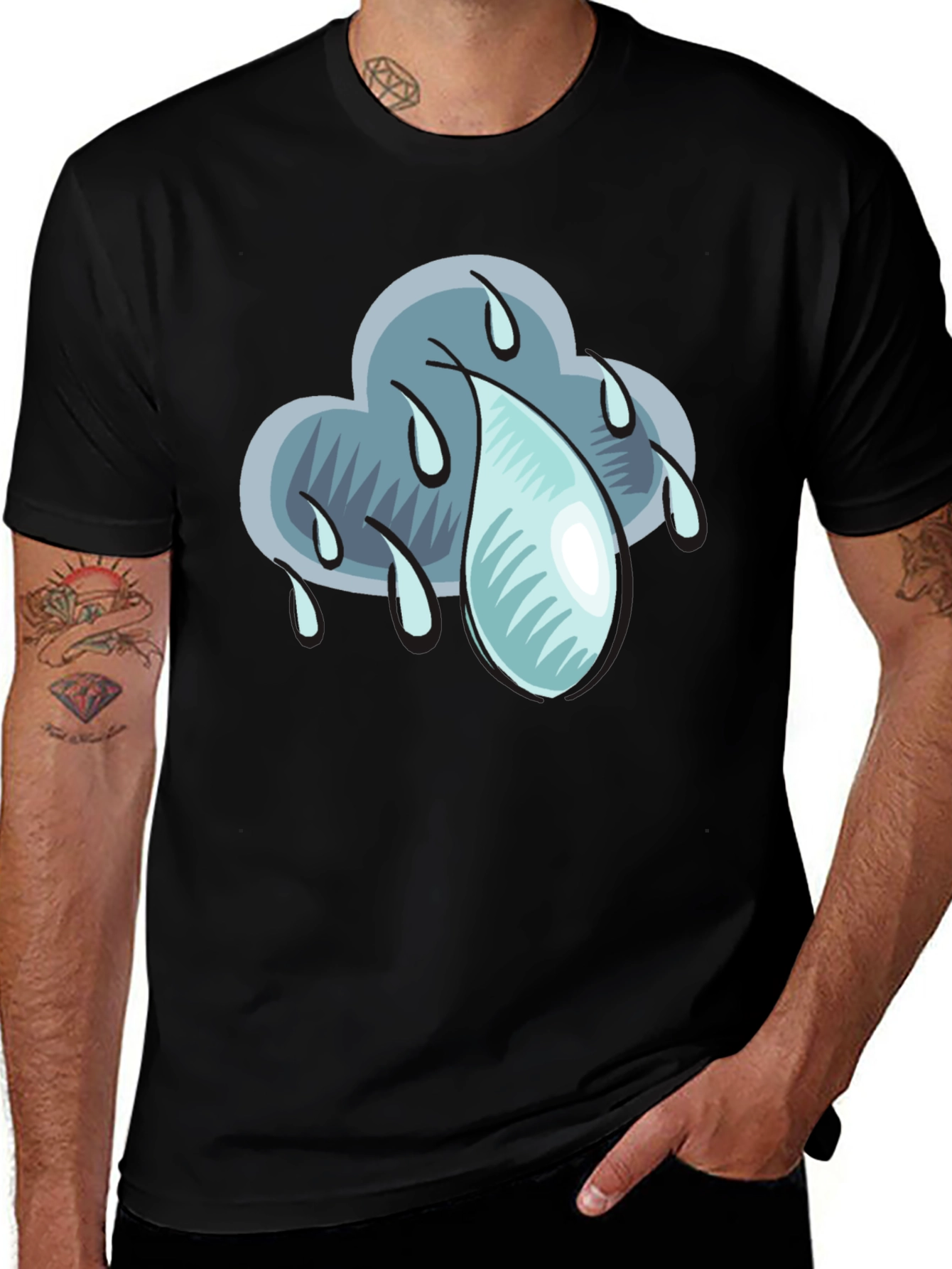 Rain Cloud Graphic T-Shirt - Weather Design