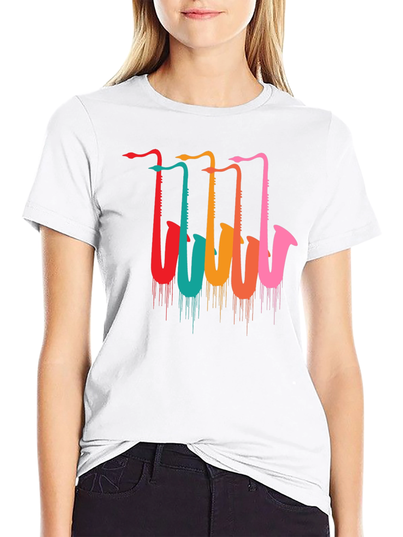 Saxophone Drip Graphic T-Shirt - Cool Music Lover Tee