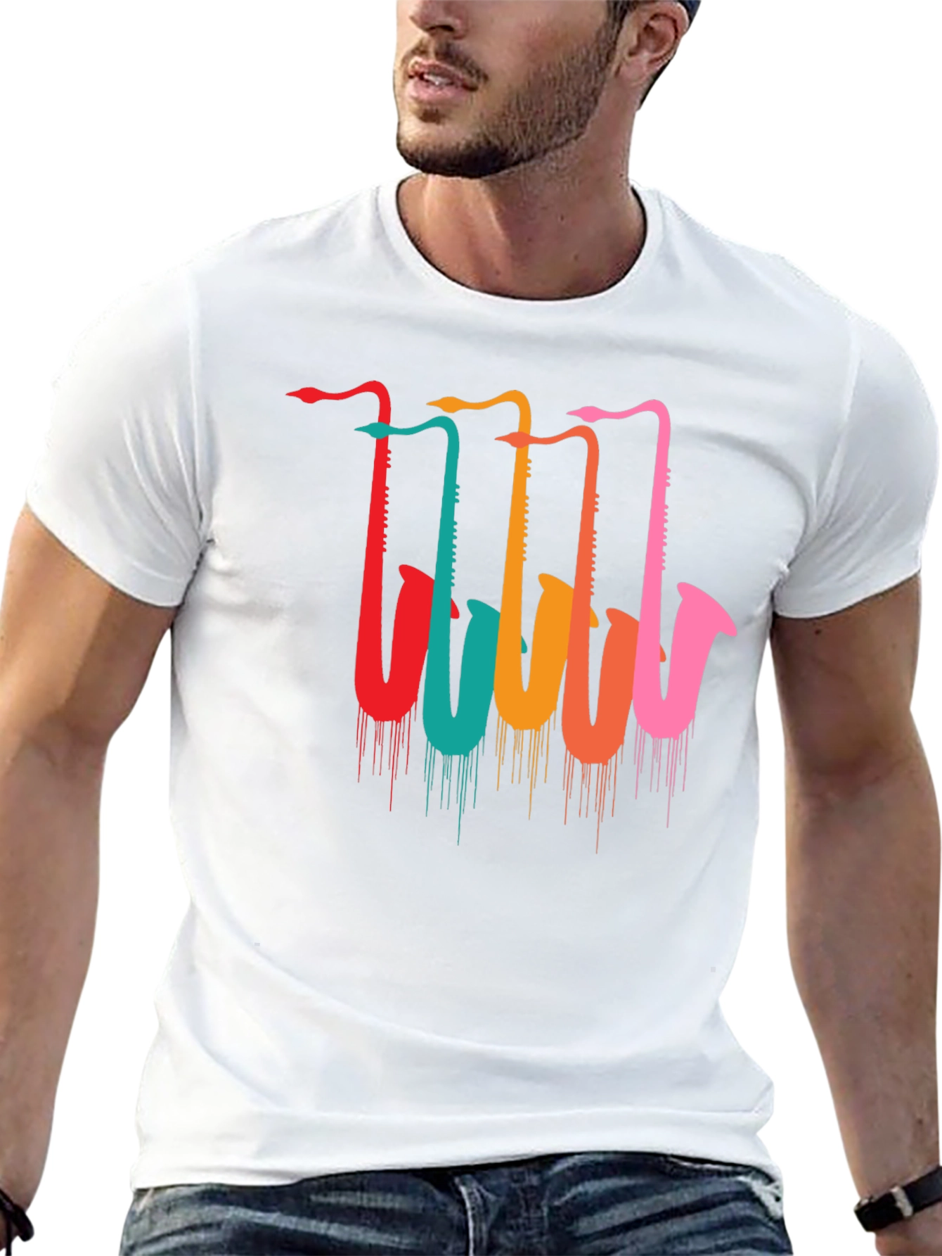 Saxophone Drip Graphic T-Shirt - Cool Music Lover Tee