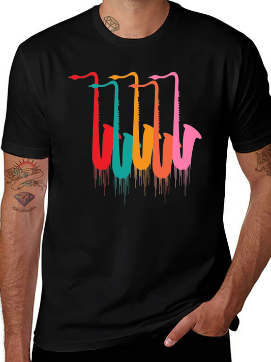 Saxophone Drip Graphic T-Shirt - Cool Music Lover Tee