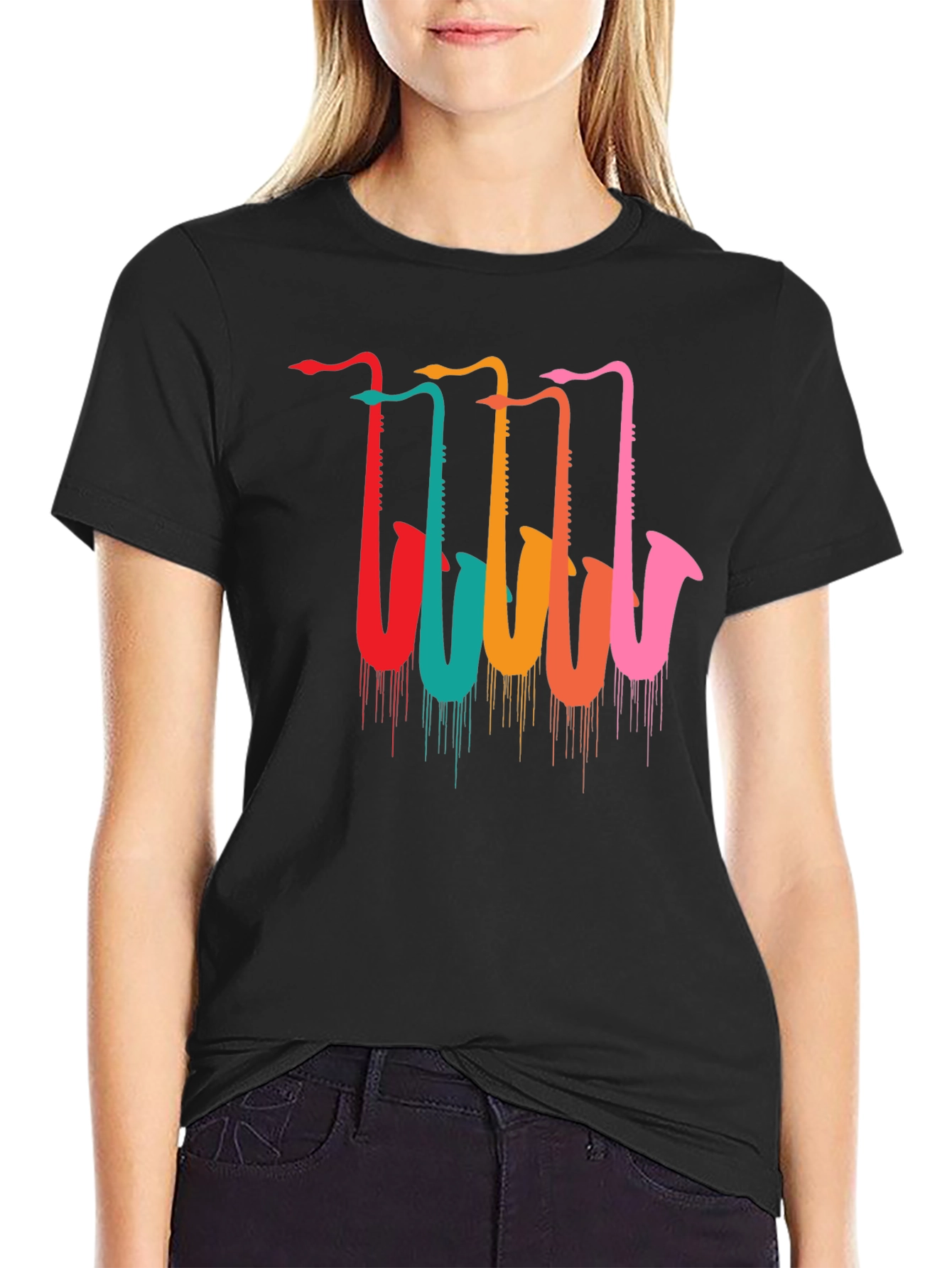 Saxophone Drip Graphic T-Shirt - Cool Music Lover Tee