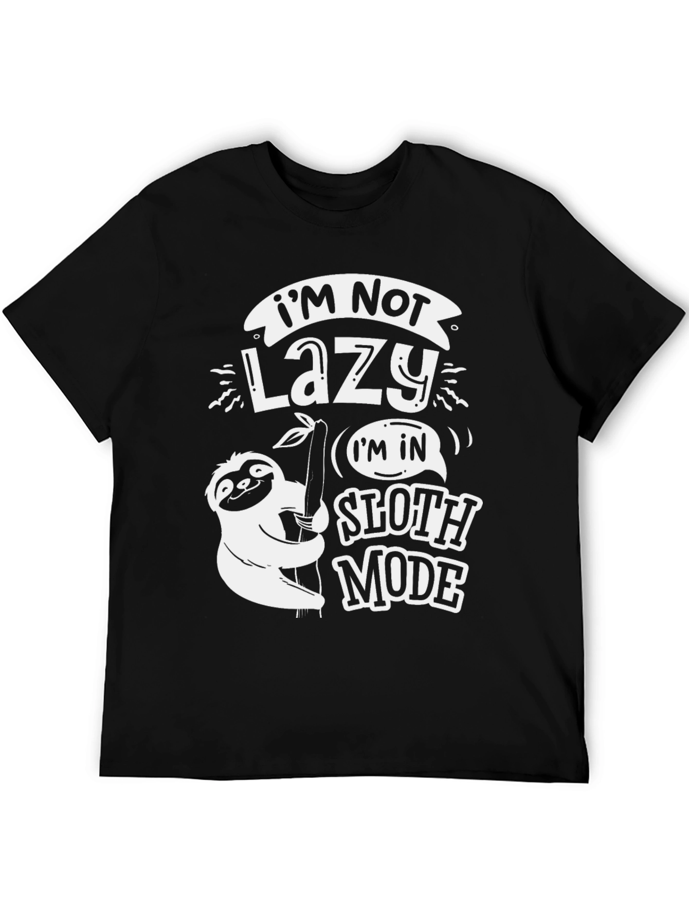 Funny Sloth Mode Black T-Shirt