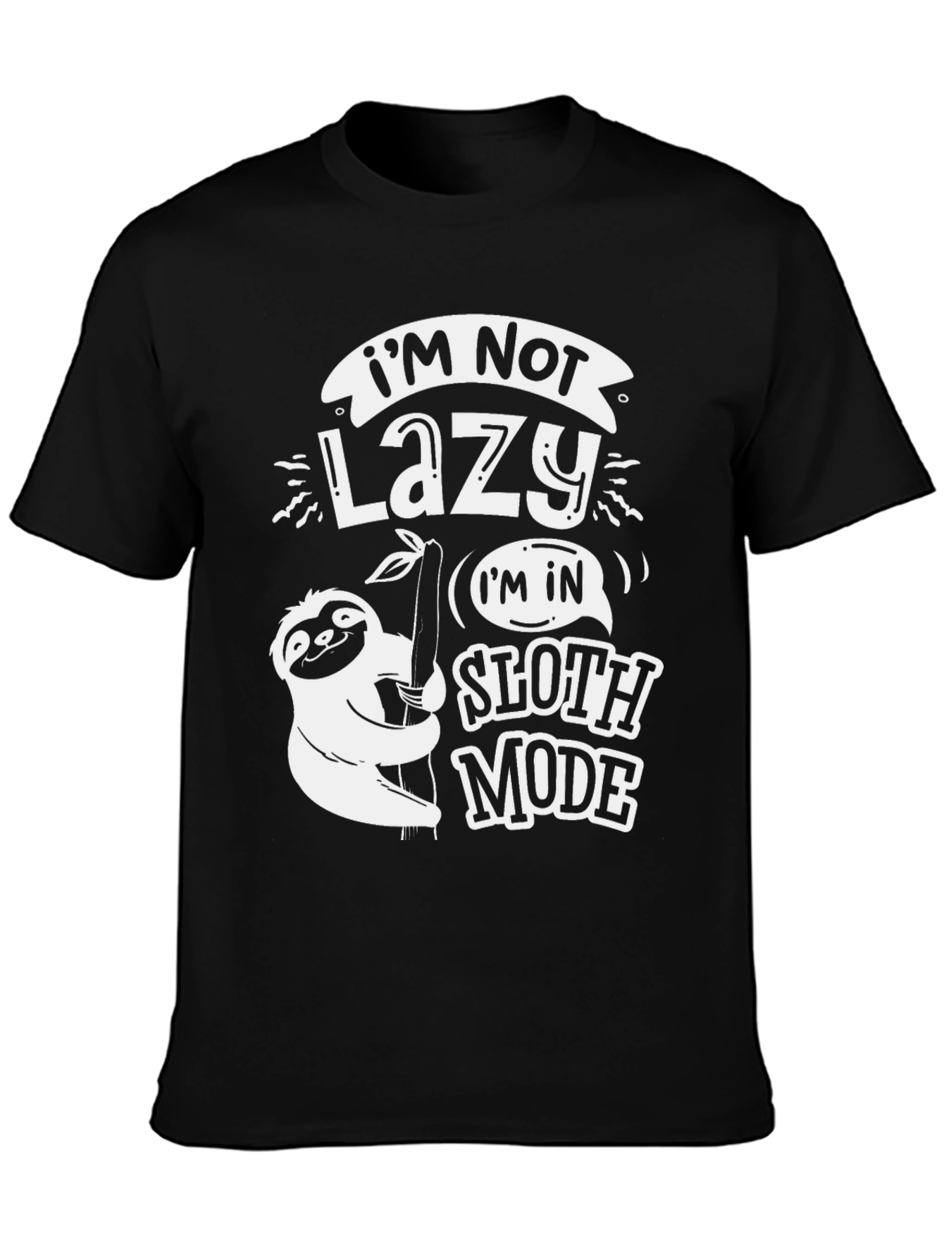 Funny Sloth Mode Black T-Shirt