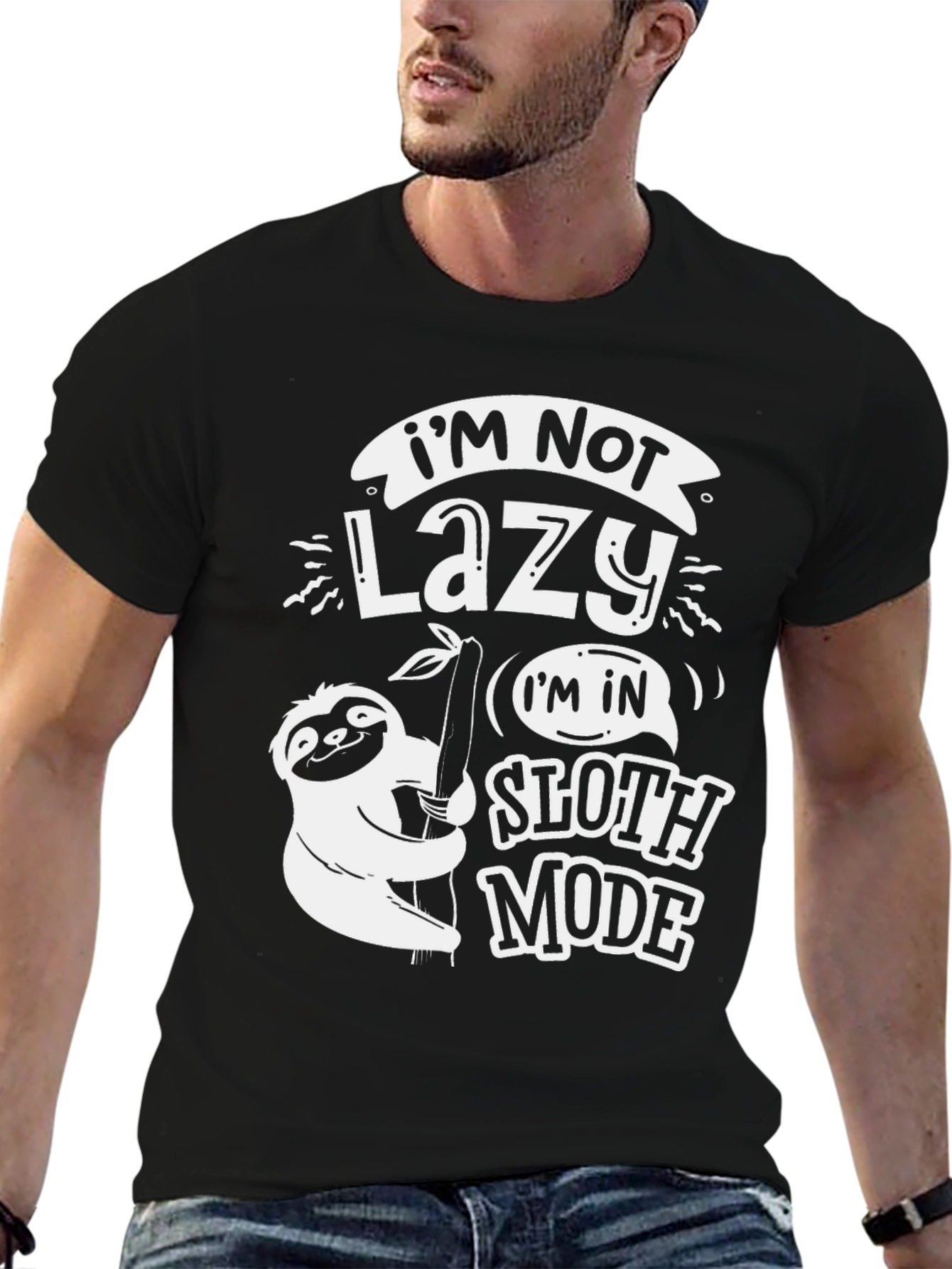 Funny Sloth Mode Black T-Shirt
