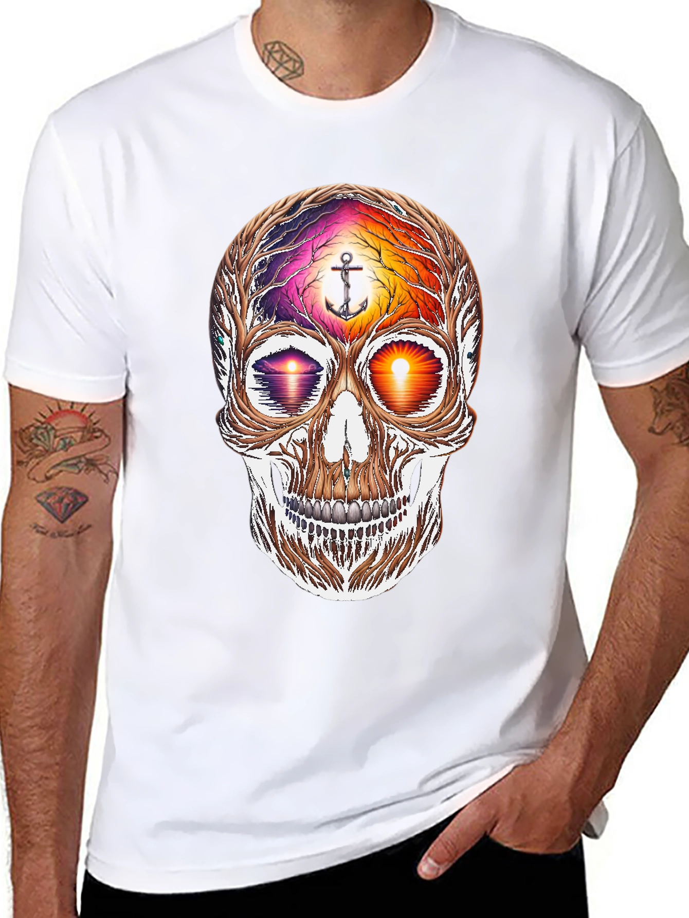 Sunset Skull Graphic Tee - Coastal Vibes Shirt