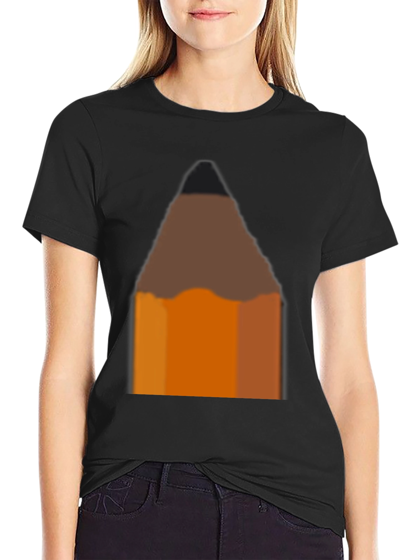 Pencil Graphic Black T-Shirt - Artsy Casual Tee