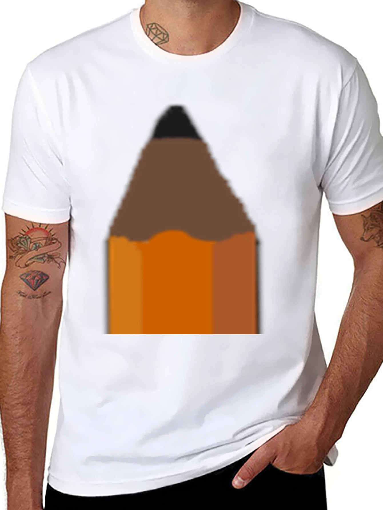 Pencil Graphic Black T-Shirt - Artsy Casual Tee