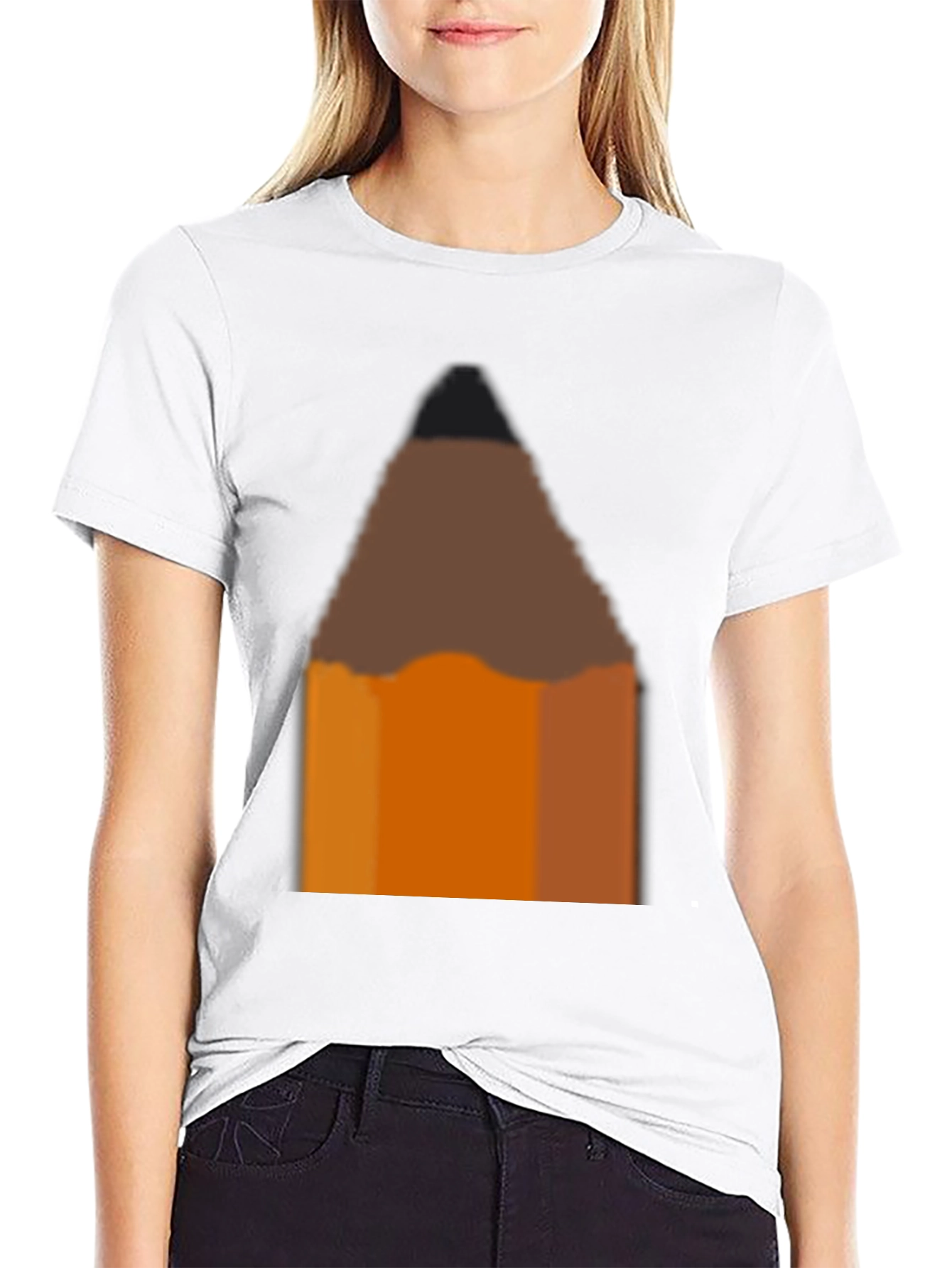 Pencil Graphic Black T-Shirt - Artsy Casual Tee