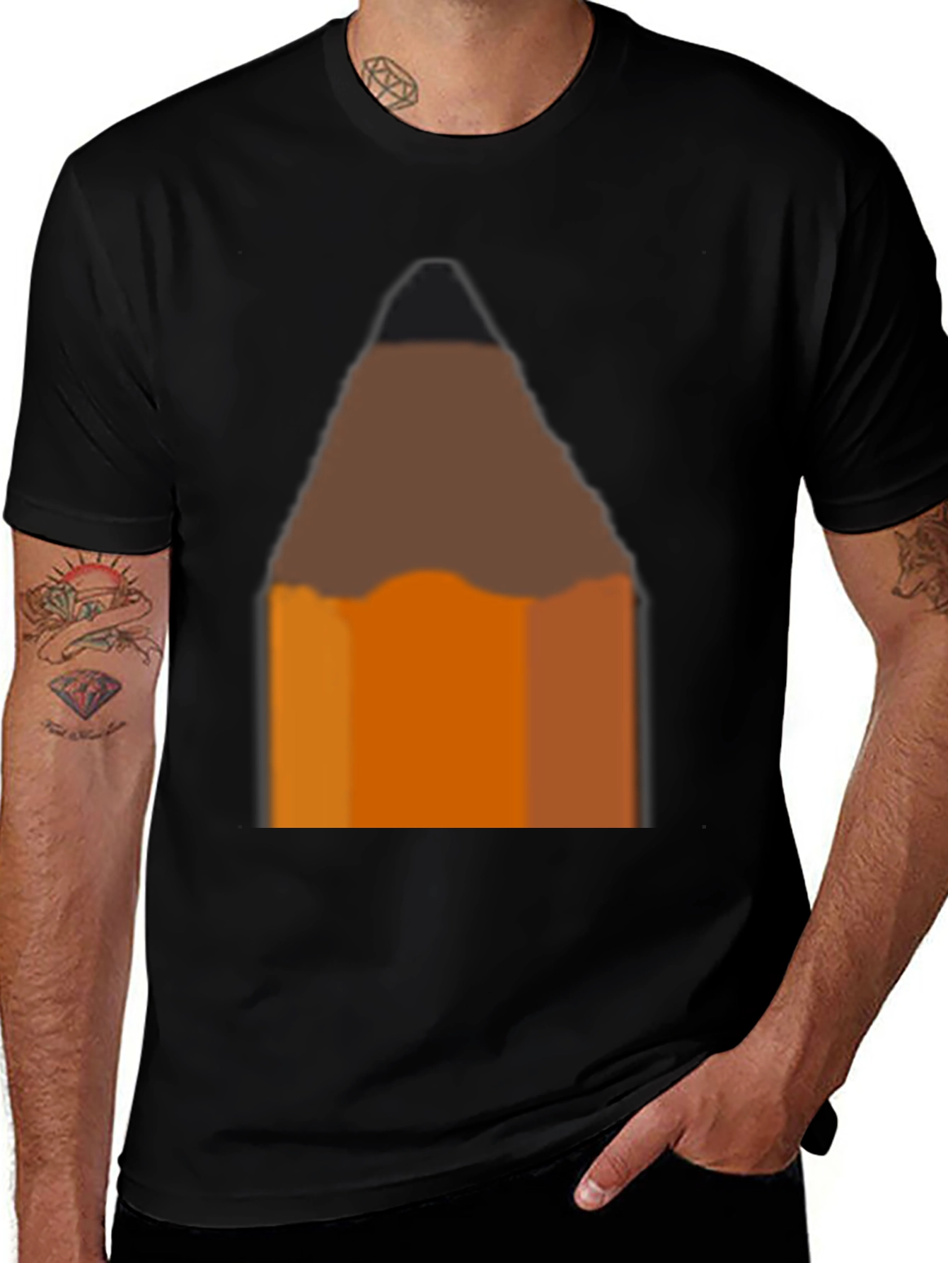 Pencil Graphic Black T-Shirt - Artsy Casual Tee