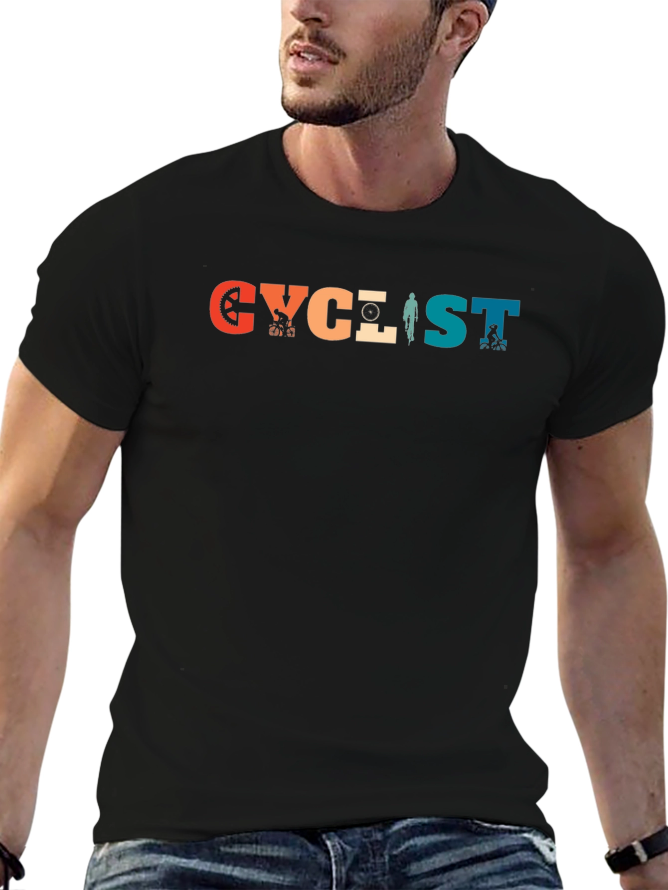 Cyclist Retro Graphic T-Shirt - Black