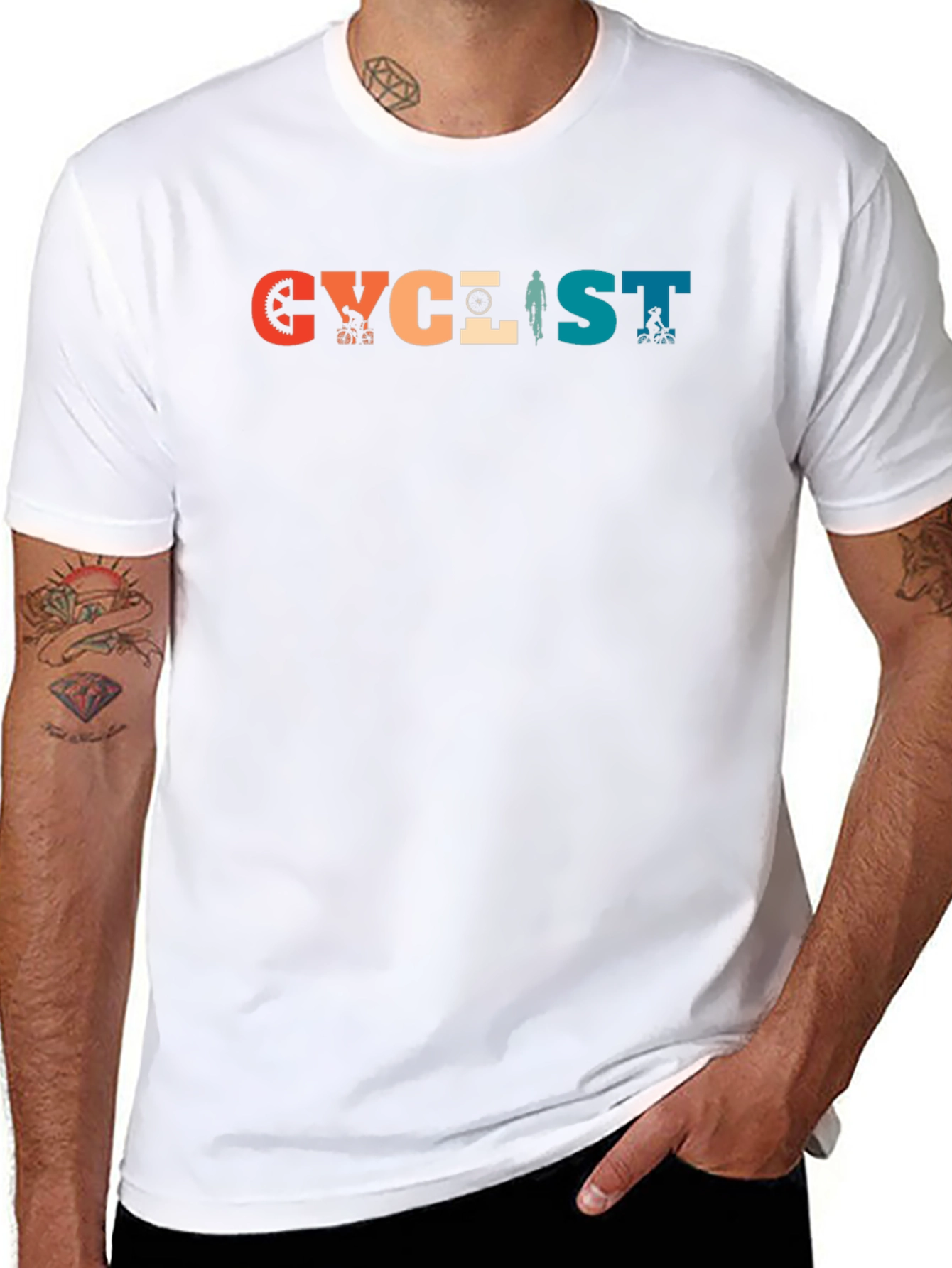 Cyclist Retro Graphic T-Shirt - Black