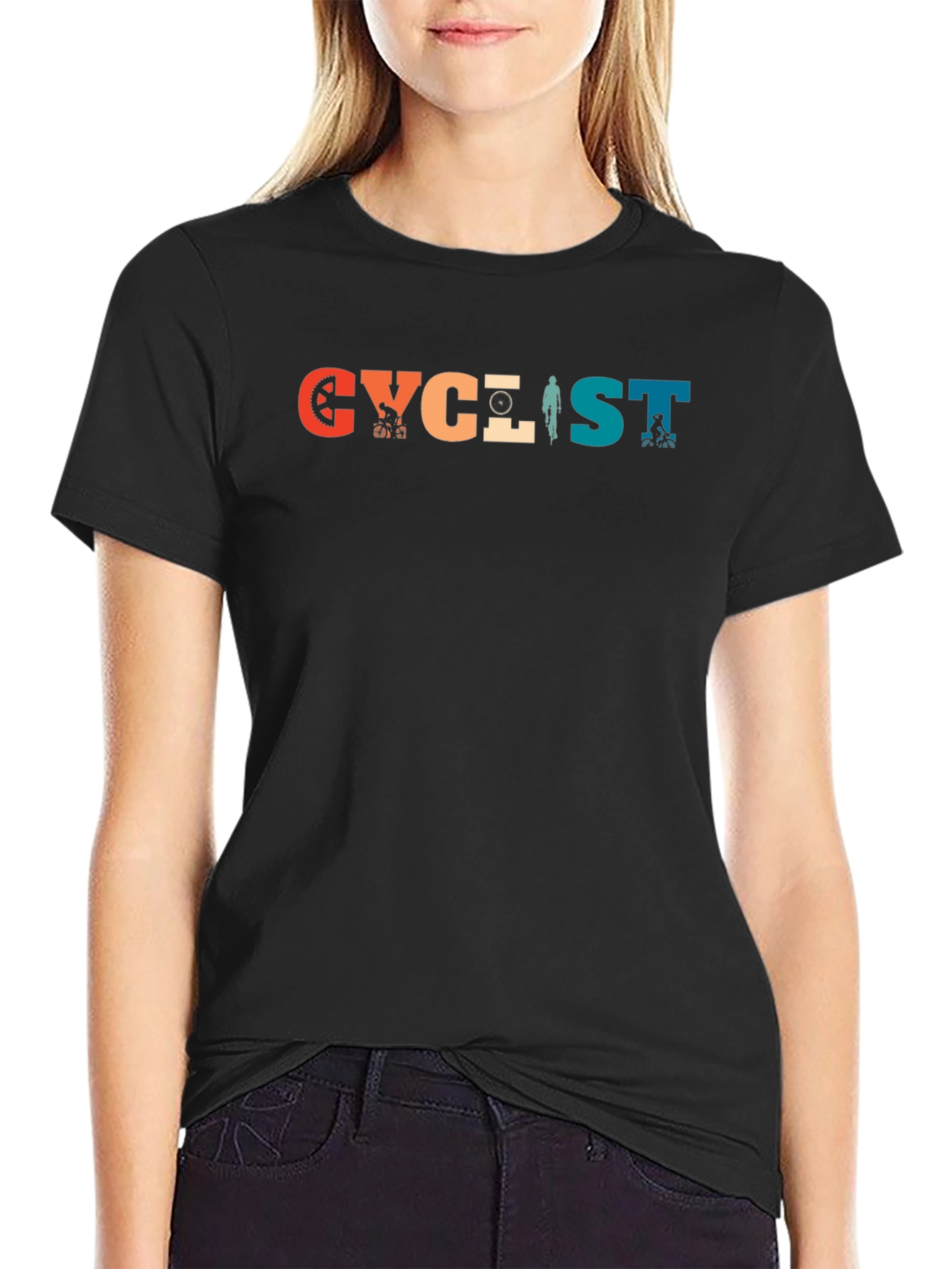 Cyclist Retro Graphic T-Shirt - Black