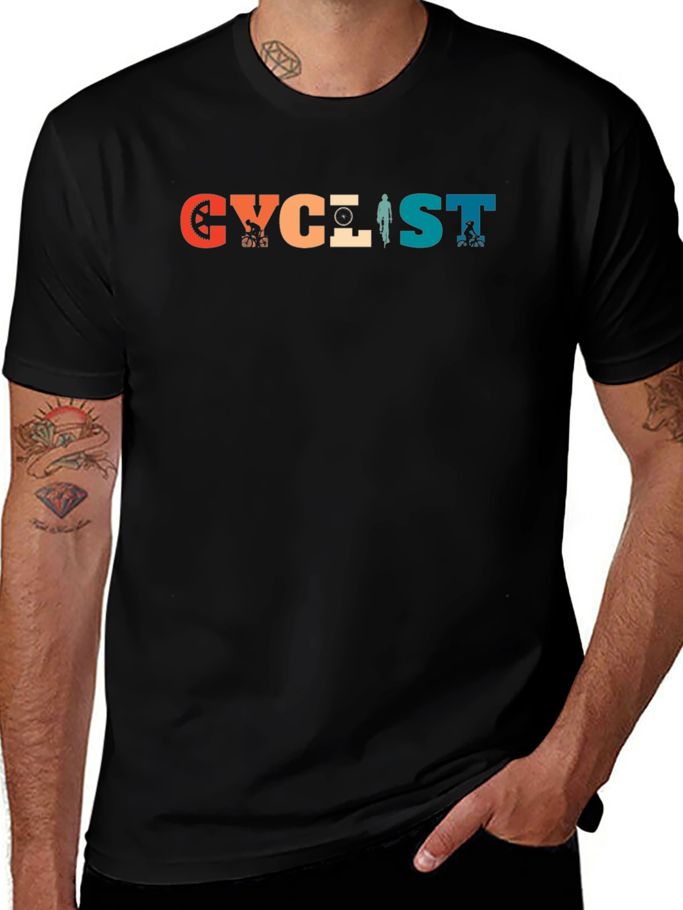 Cyclist Retro Graphic T-Shirt - Black