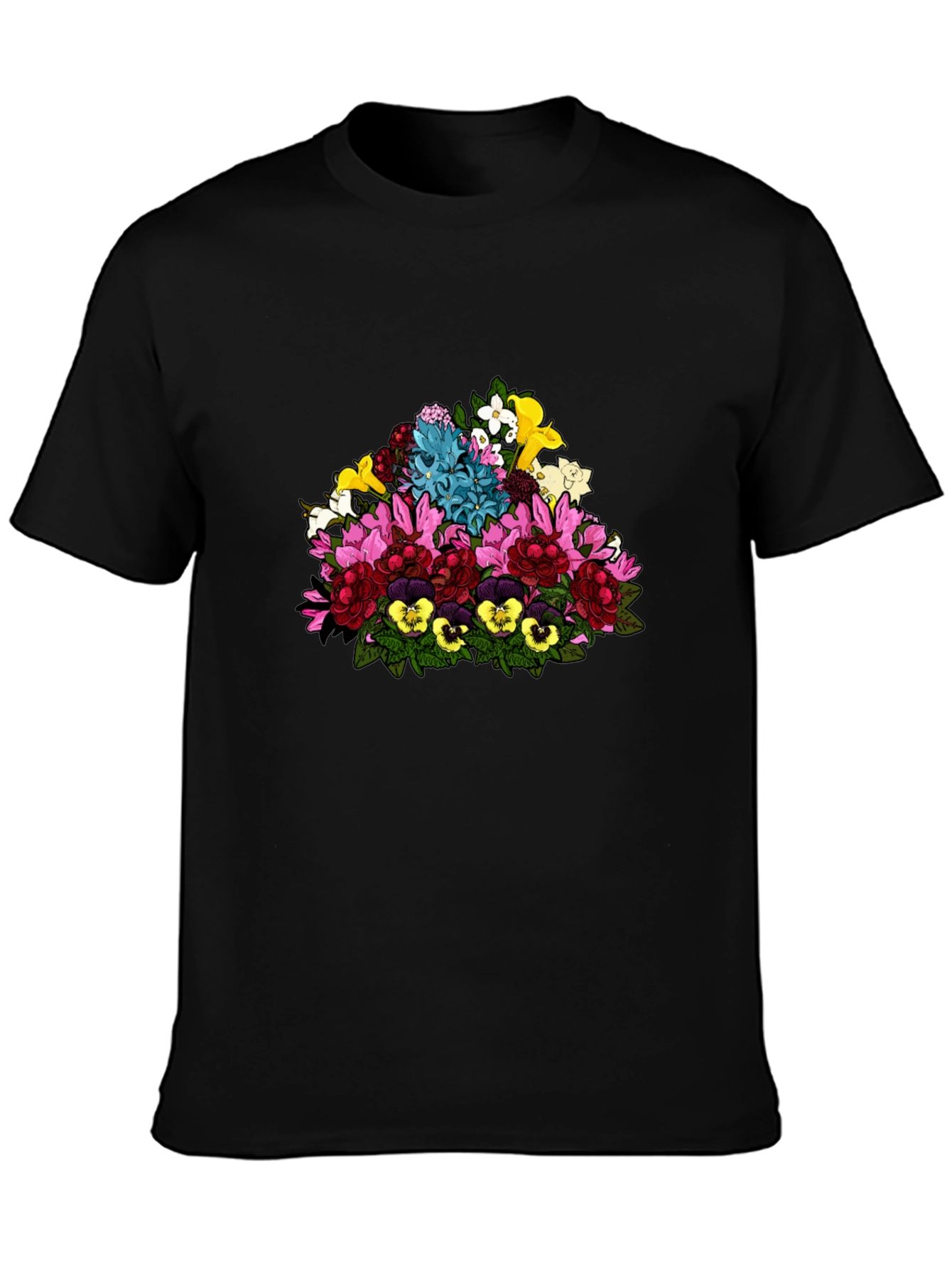 Floral Bouquet Graphic Black T-Shirt