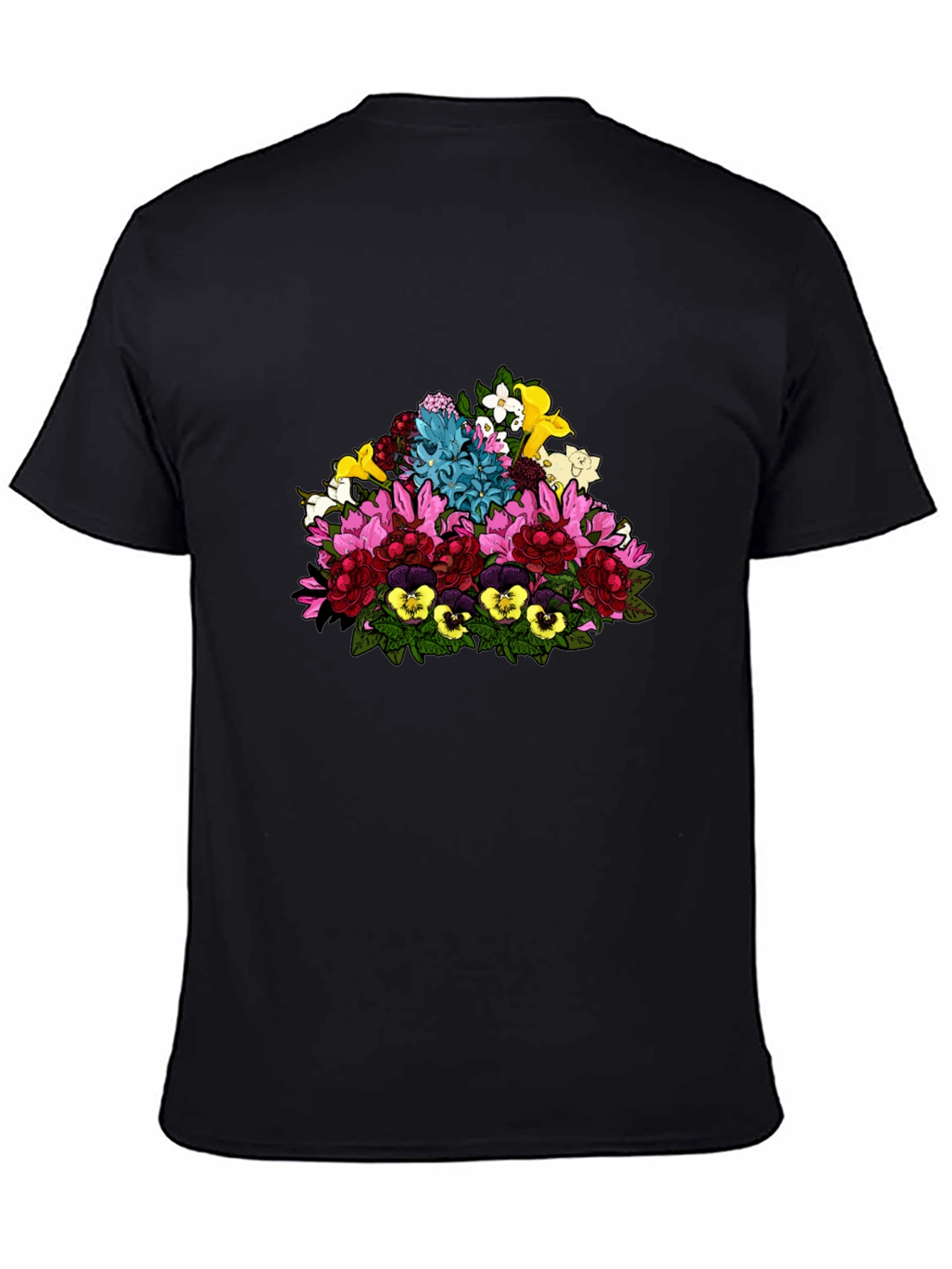 Floral Bouquet Graphic Black T-Shirt