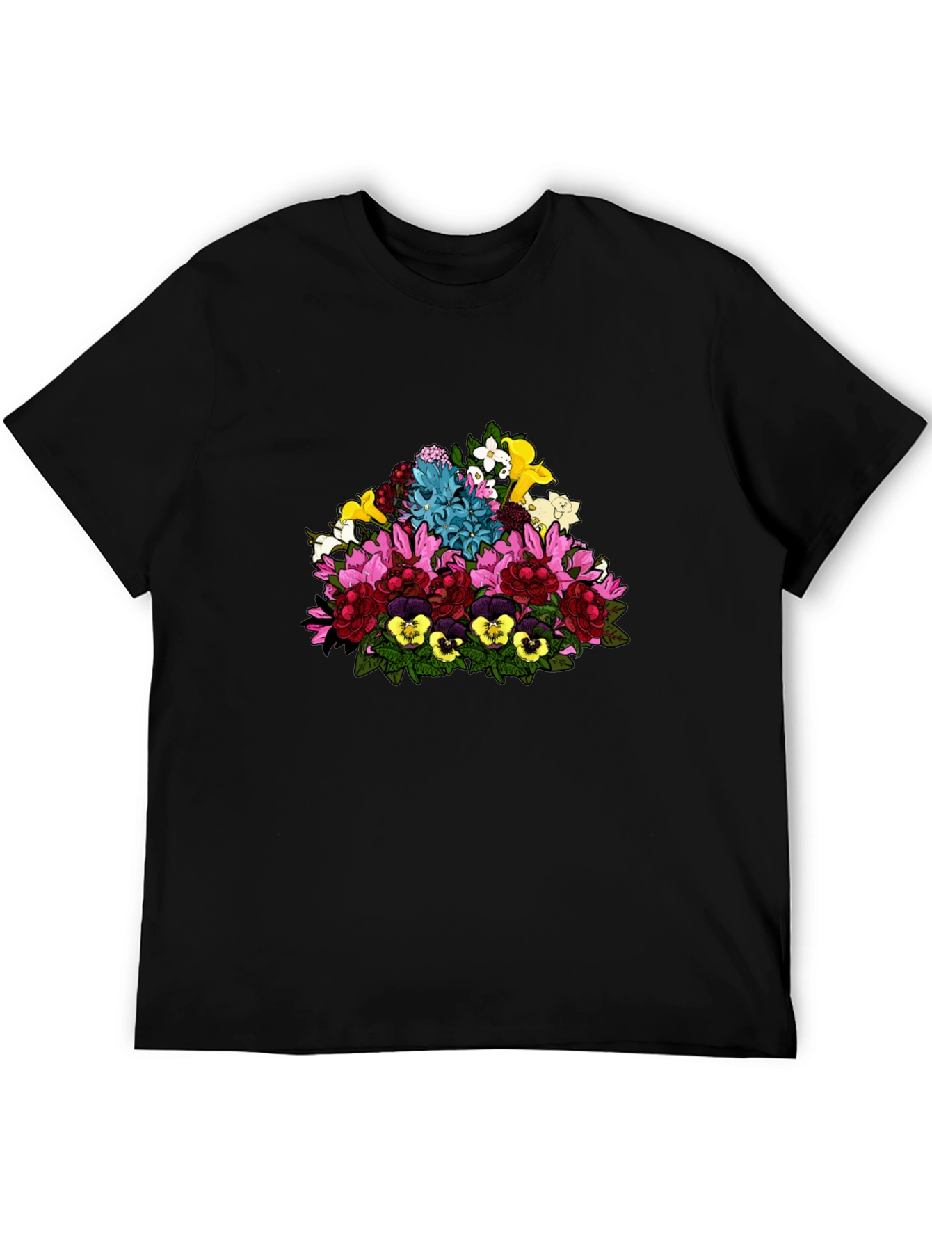 Floral Bouquet Graphic Black T-Shirt