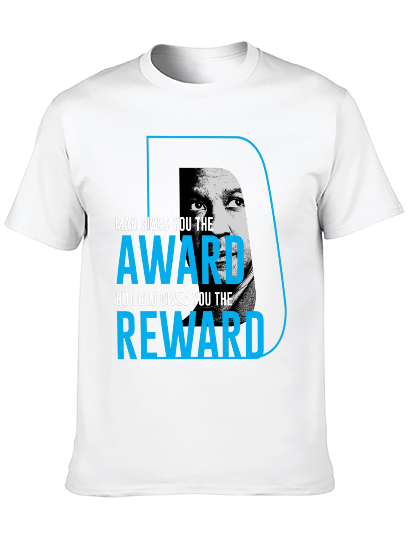 Inspirational Black T-Shirt: Man Gives Award God Gives Reward