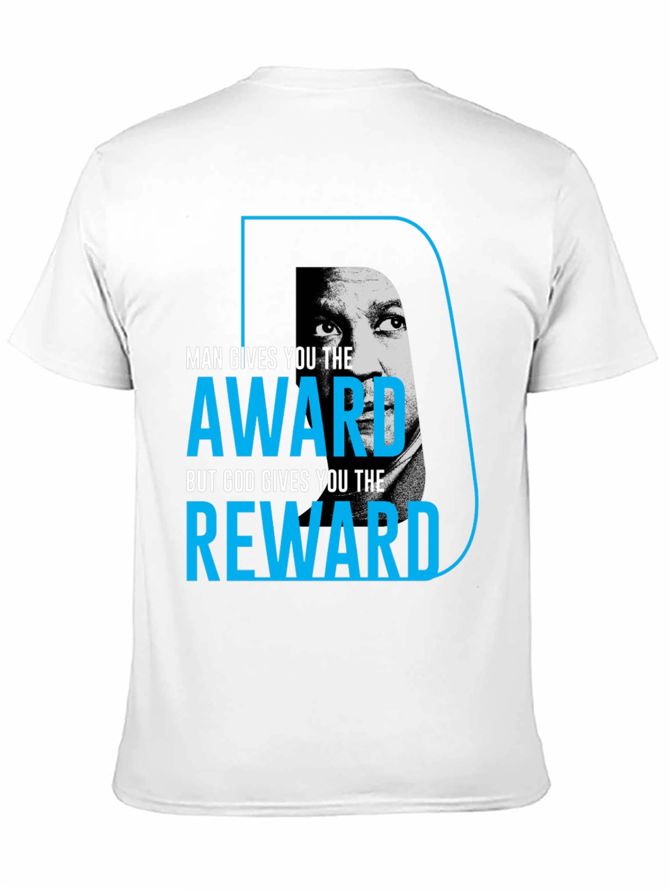 Inspirational Black T-Shirt: Man Gives Award God Gives Reward