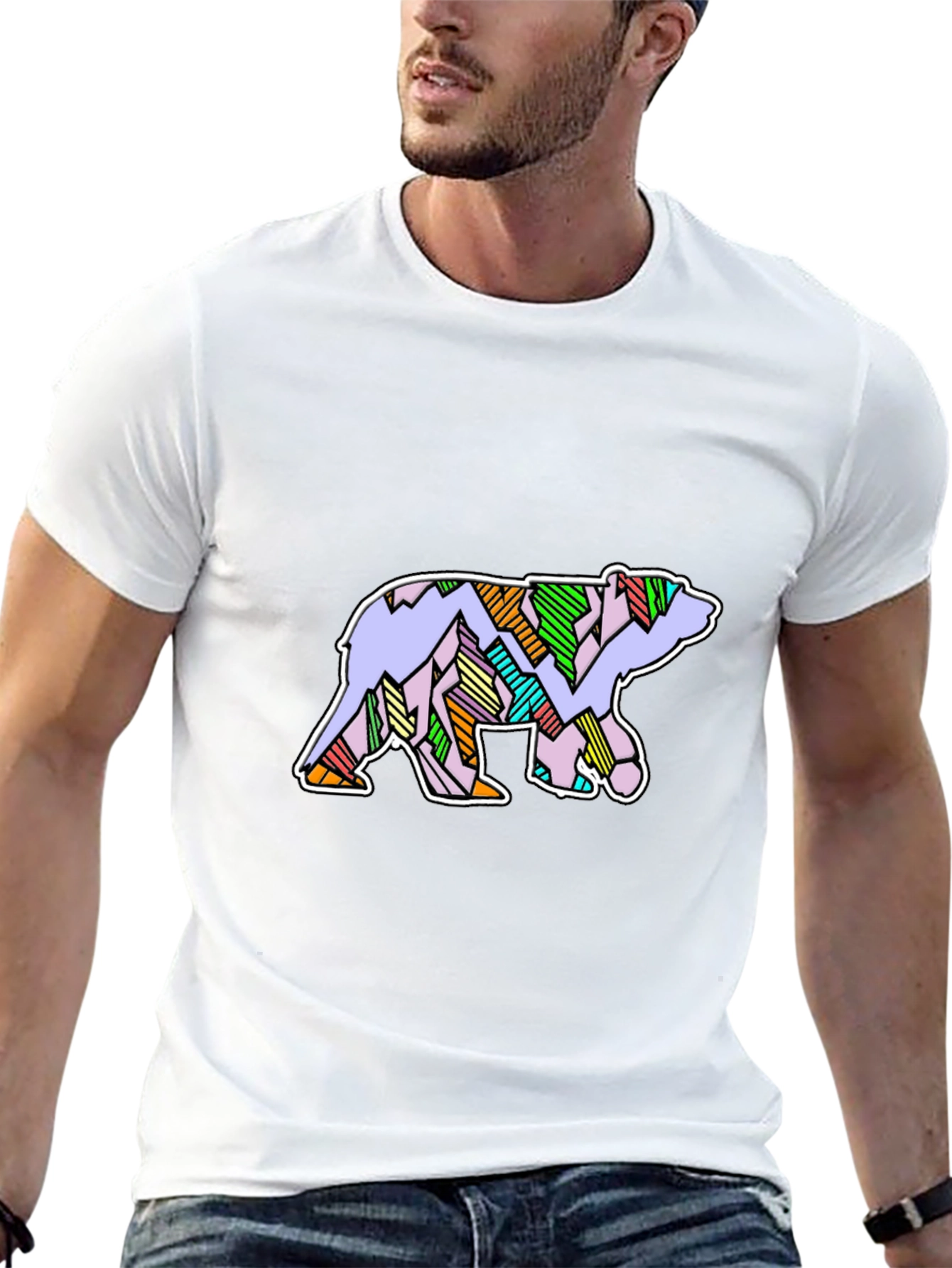 Abstract Bear Graphic T-Shirt