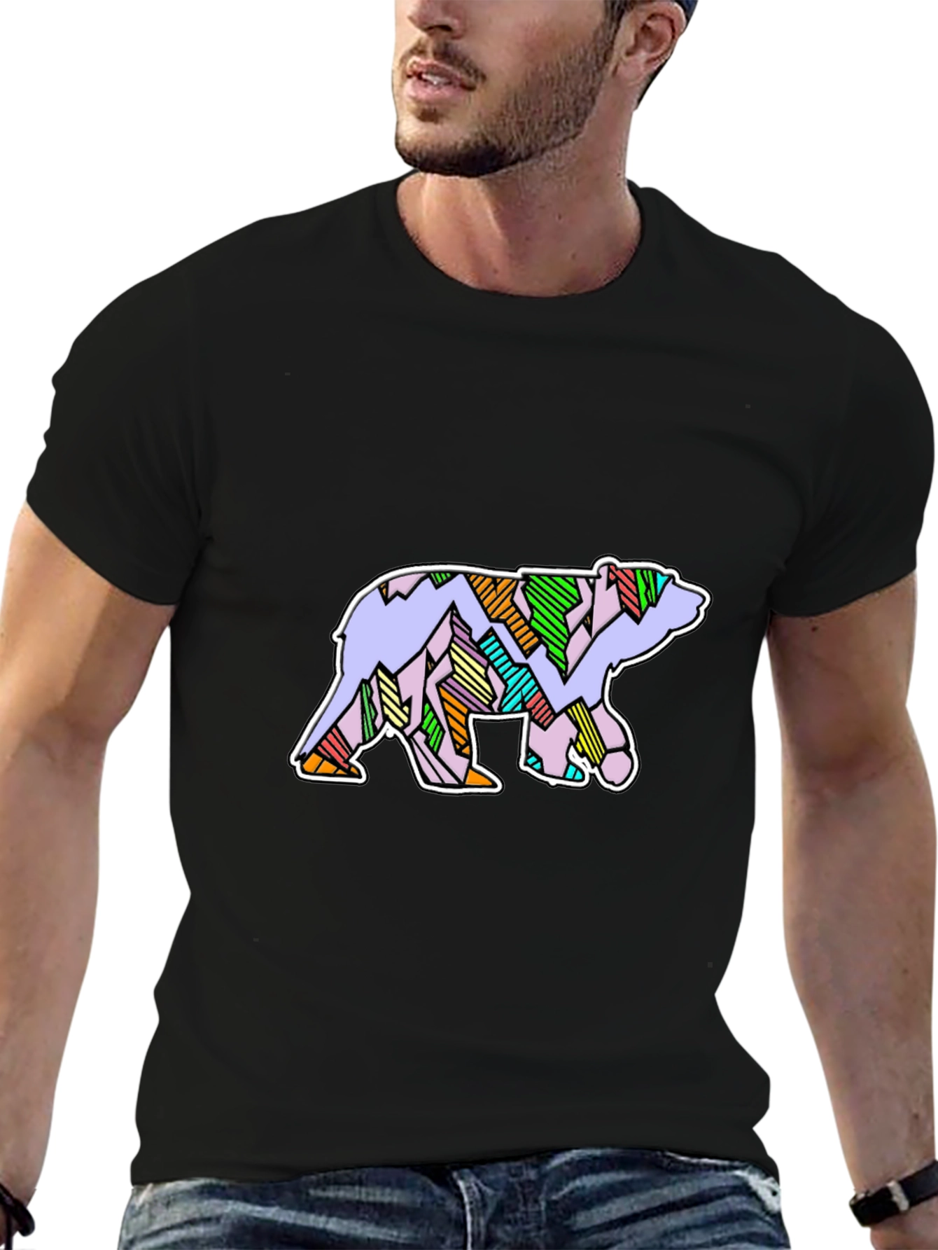 Abstract Bear Graphic T-Shirt