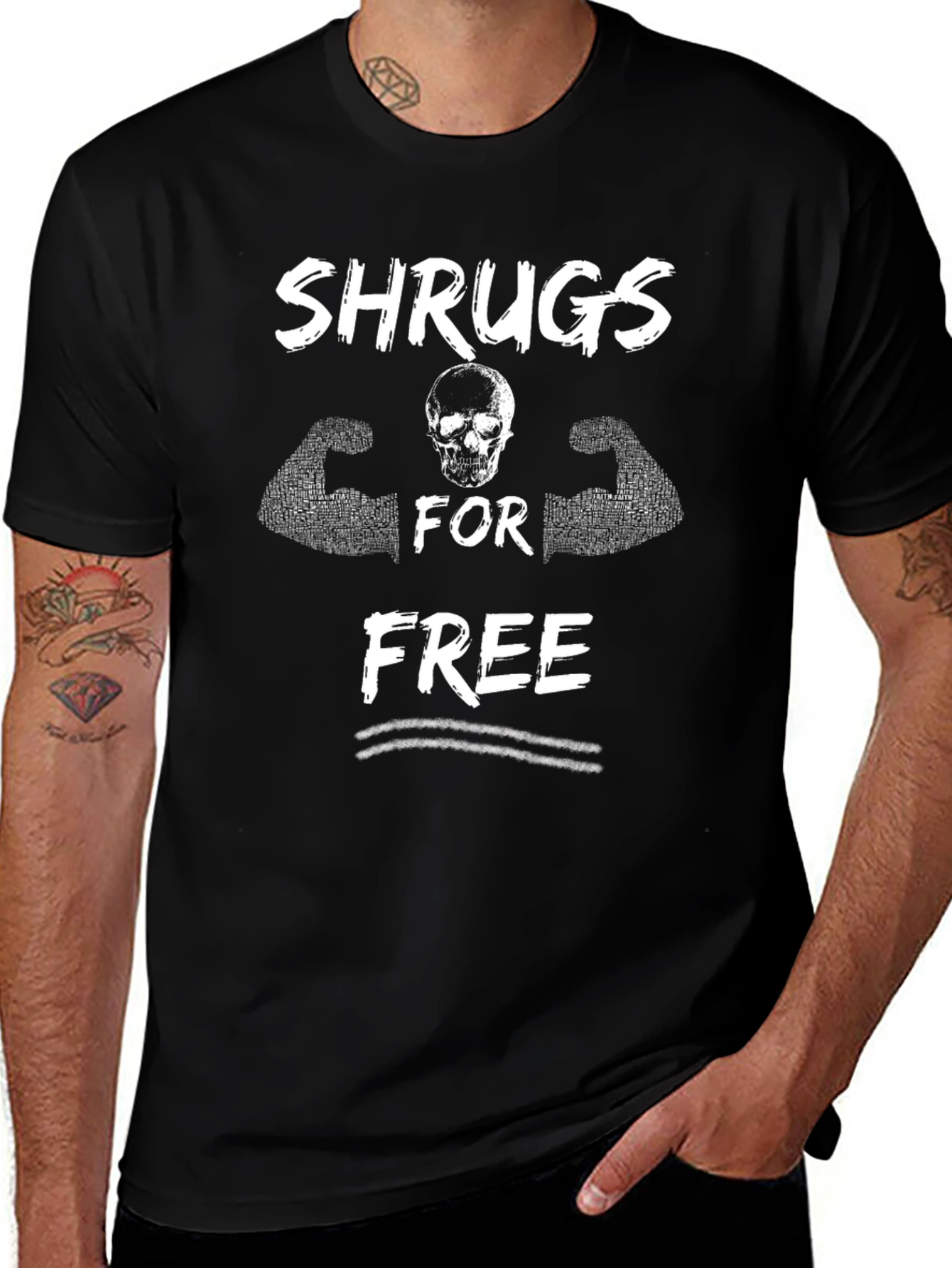 Shrugs For Free Black Graphic Tee