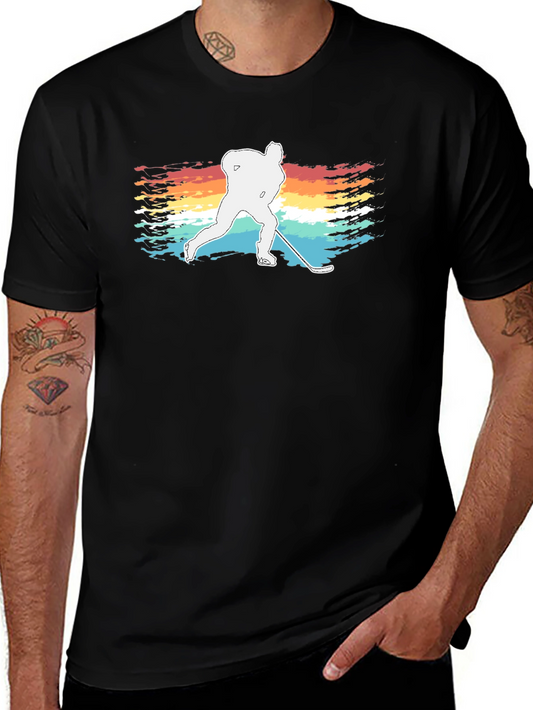 Retro Hockey Player T-Shirt - Vintage Style Graphic Tee