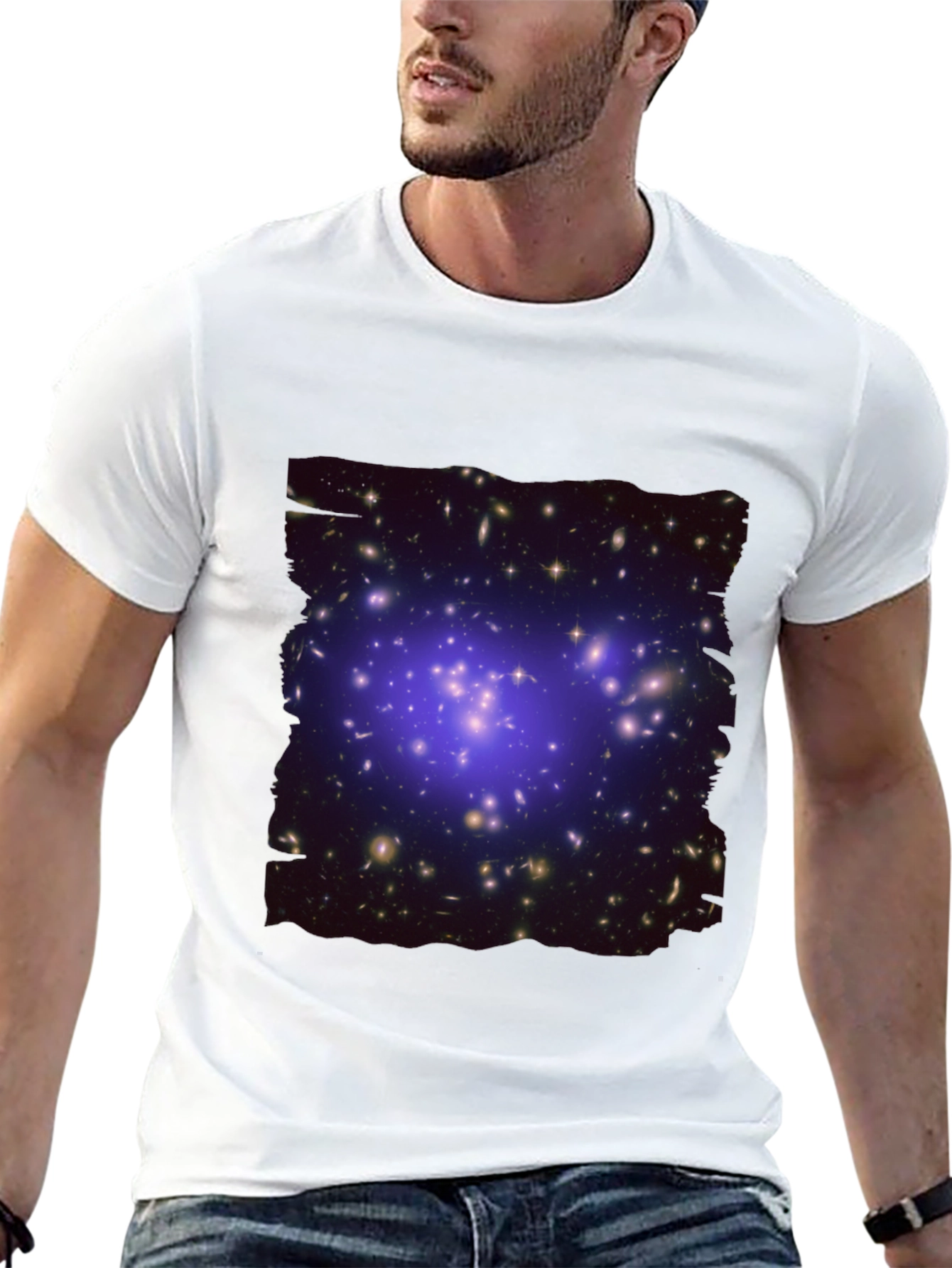 Galaxy Cluster Graphic Print Black T-Shirt