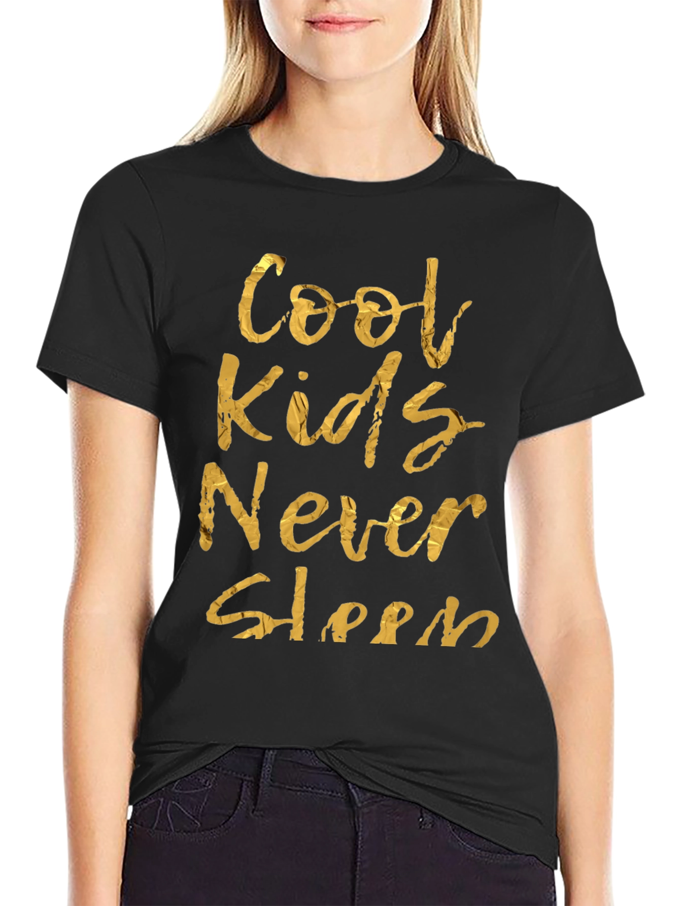 Cool Kids Never Sleep Graphic Tee - Black