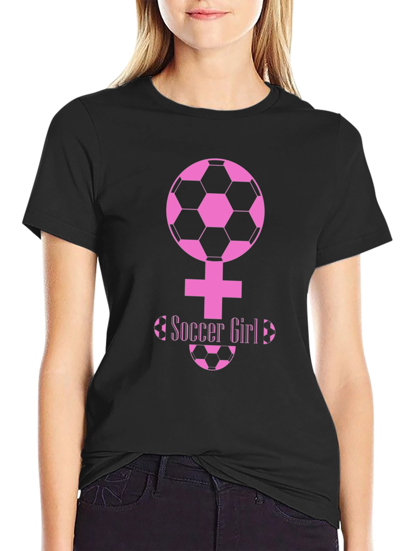 Soccer Girl Tee - Pink Graphic Design