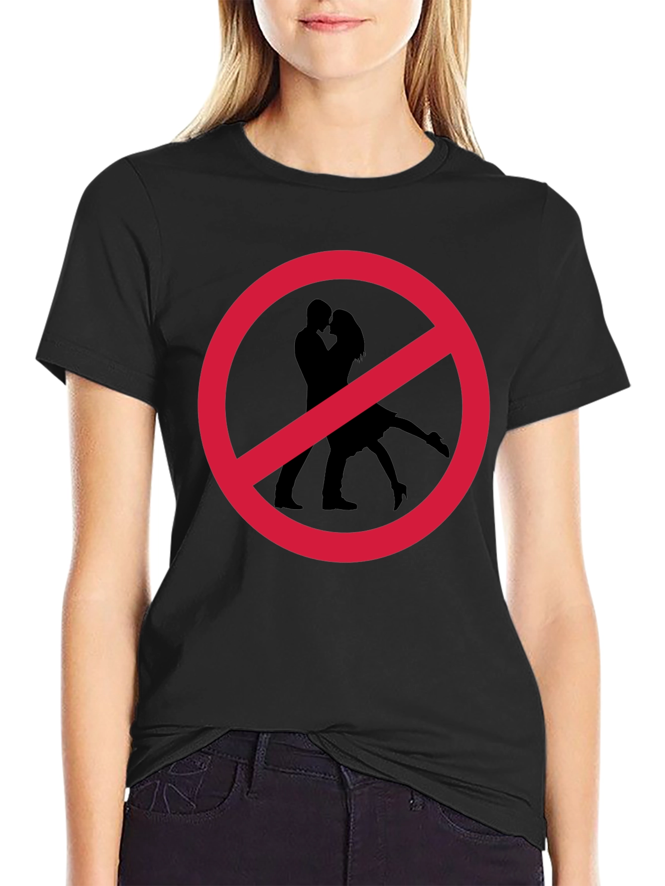 No Kissing T-Shirt Black