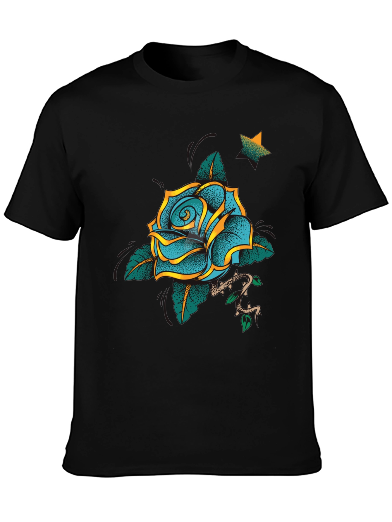 Rose Tattoo Graphic Black T-Shirt