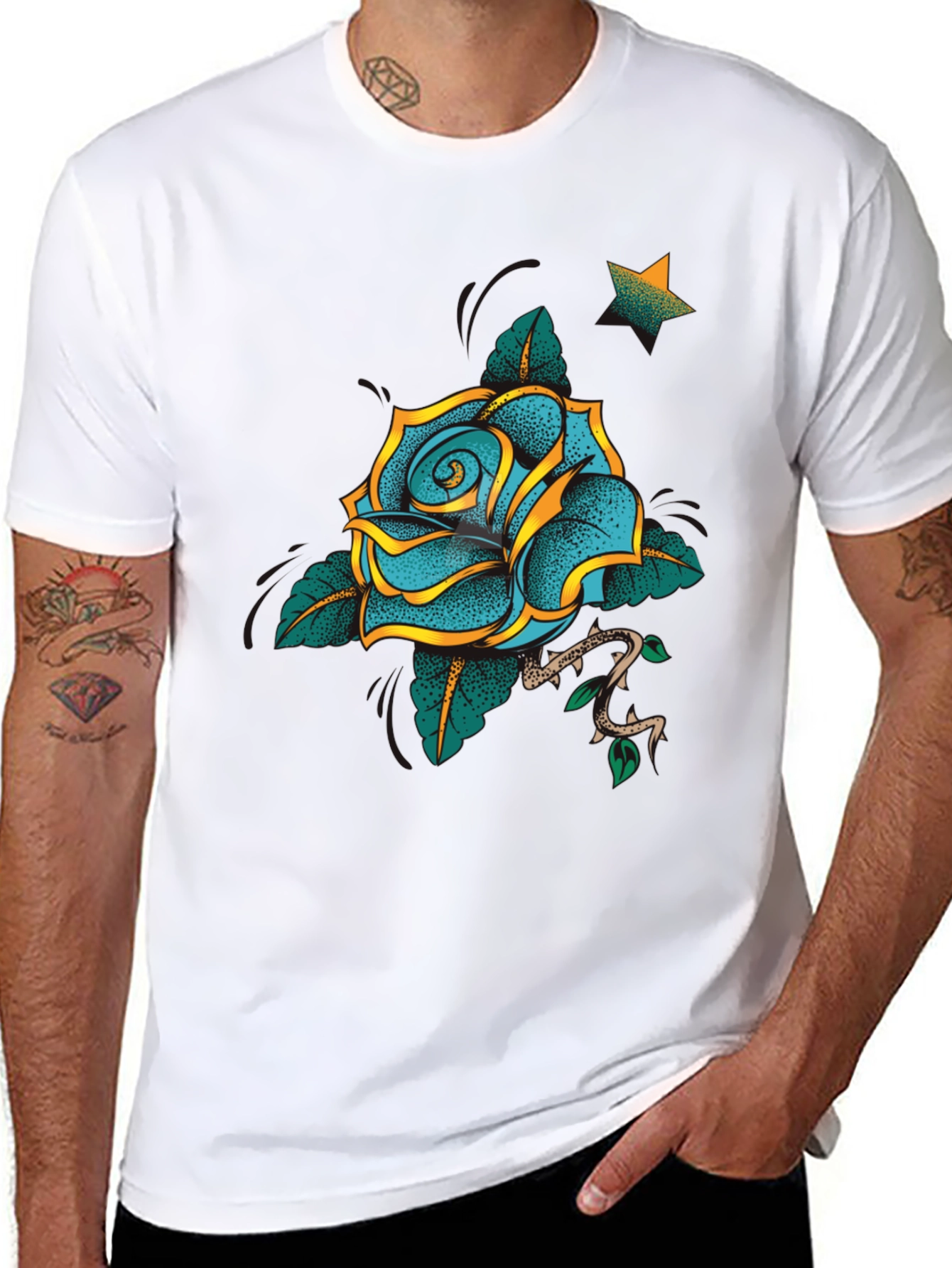 Rose Tattoo Graphic Black T-Shirt